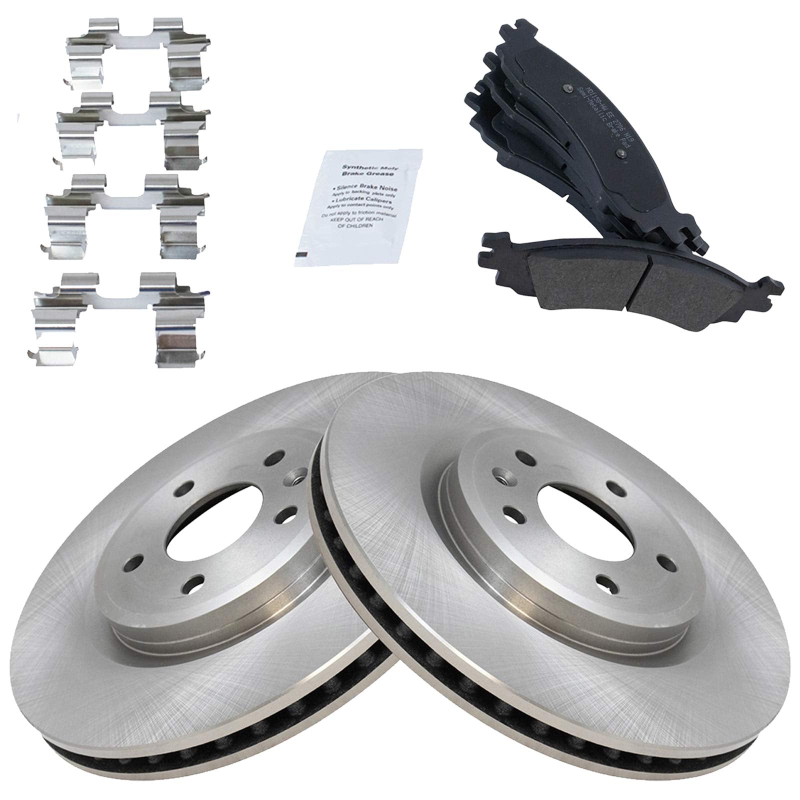 Trq Front Brake Pad & Rotor Kit Brake Pads Brake Rotor Semi-Metallic Compatible With 2010-2012 Ford Taurus