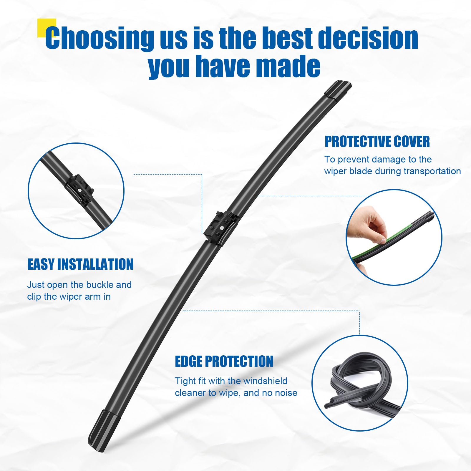 Hrsno 22''+22'' Windshield Wipers With 12'' Rear Wiper Blade Sets Automotive Replacement For Mercedes-Benz Glc250 2017-2021,Easy