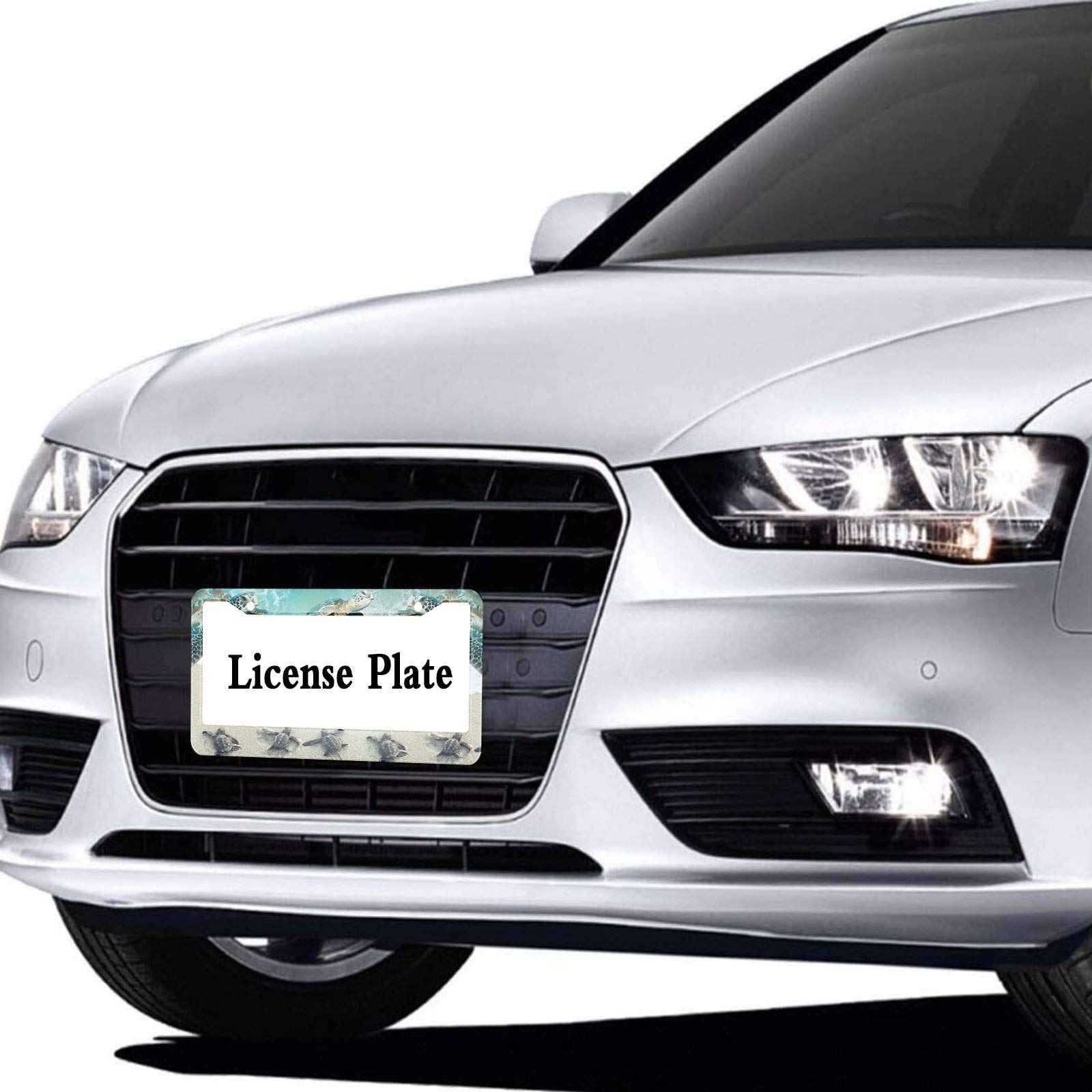 HOSNYE Sea Turtle License Plate Frame Beach and Ocean Metal License Plate Cover Front Plates Frames Car Tag Frame for Women Men