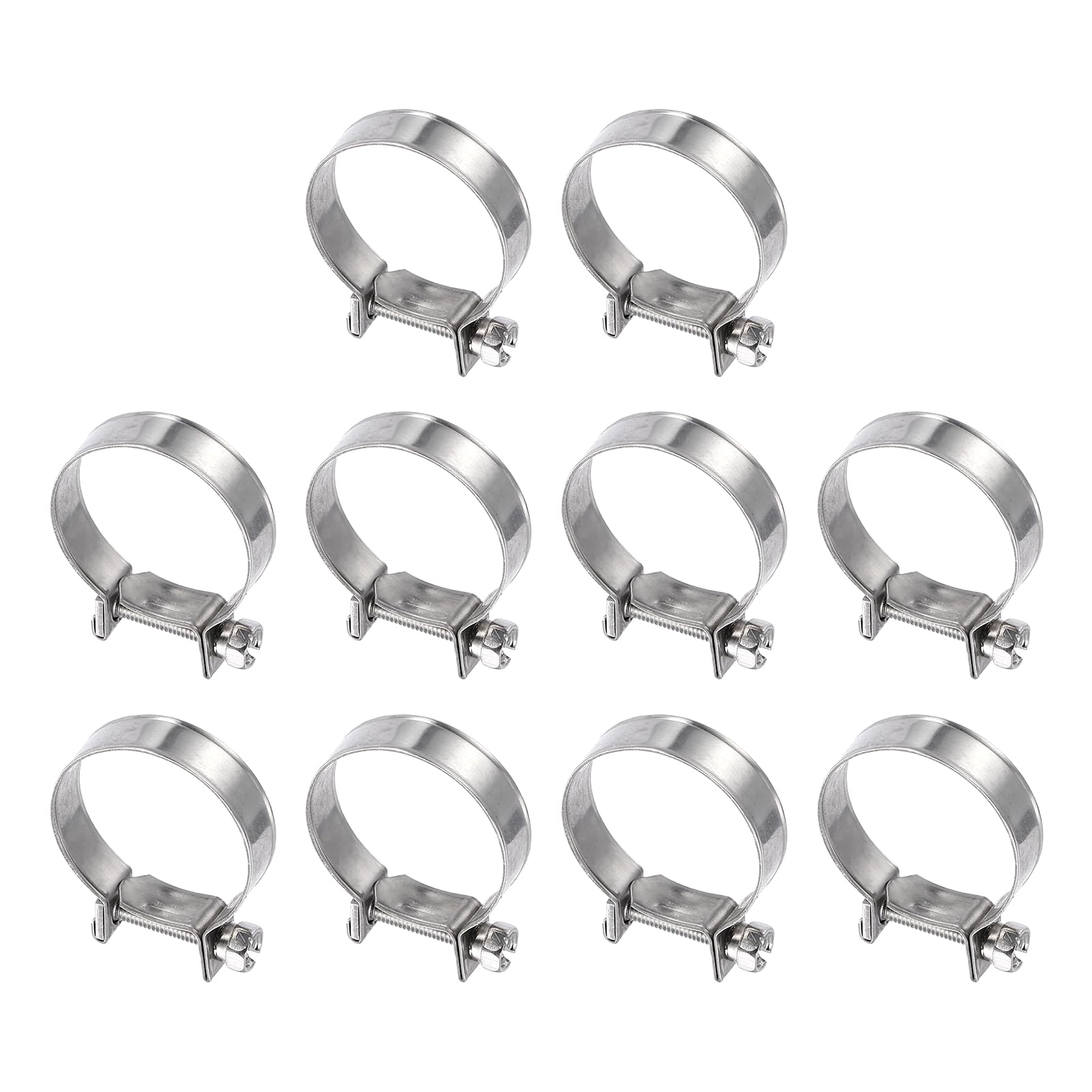 HARFINGTON 10pcs Fuel Injection Hose Clamp 28-30mm Adjustable 304 Stainless Steel Mini Gas Line Hose Clamp for Automotive Agricu