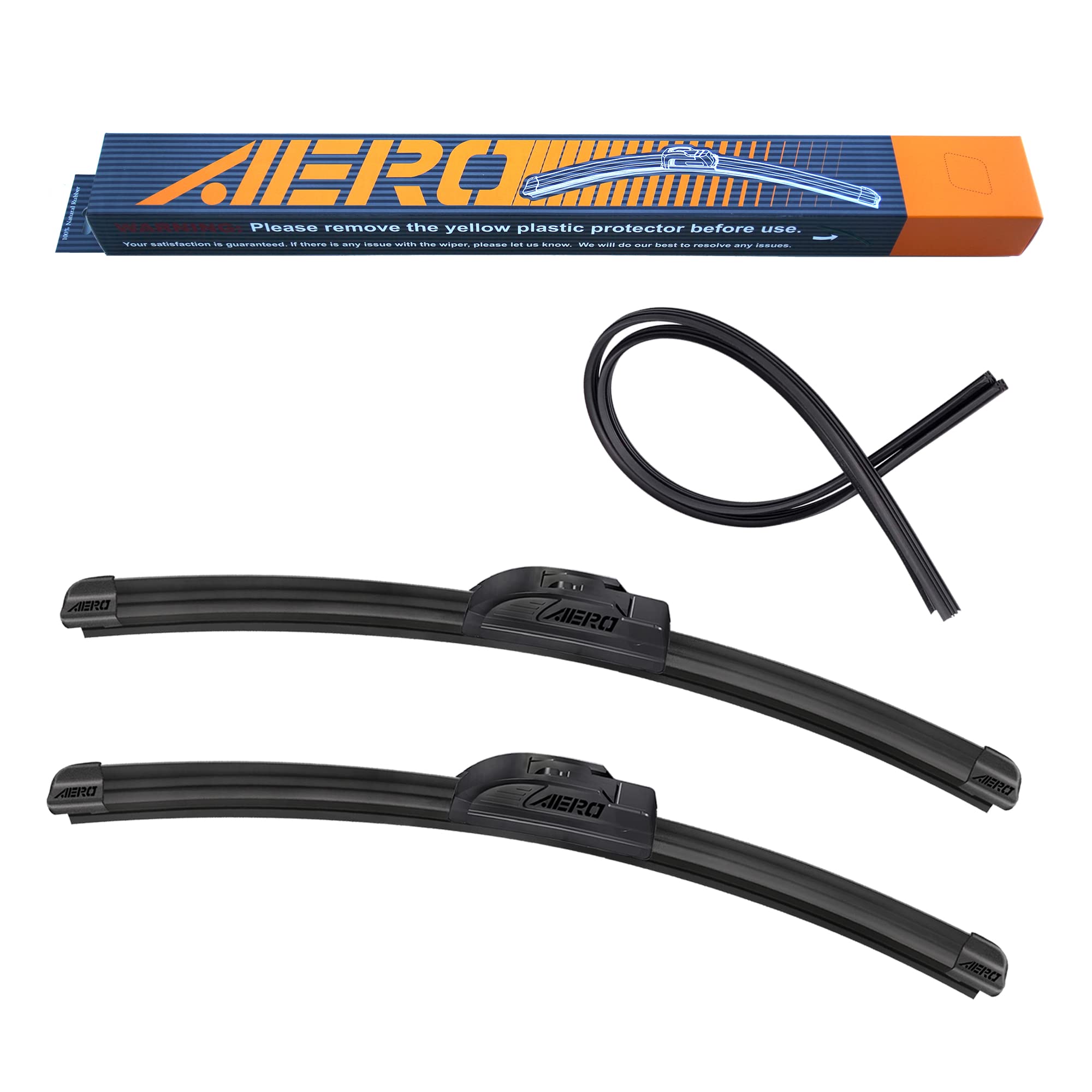 Aero Voyager 26'' + 22'' Windshield Wipers, Premium All-Season Automotive Replacement Wiper Blades With Extra Rubber Refills + 1
