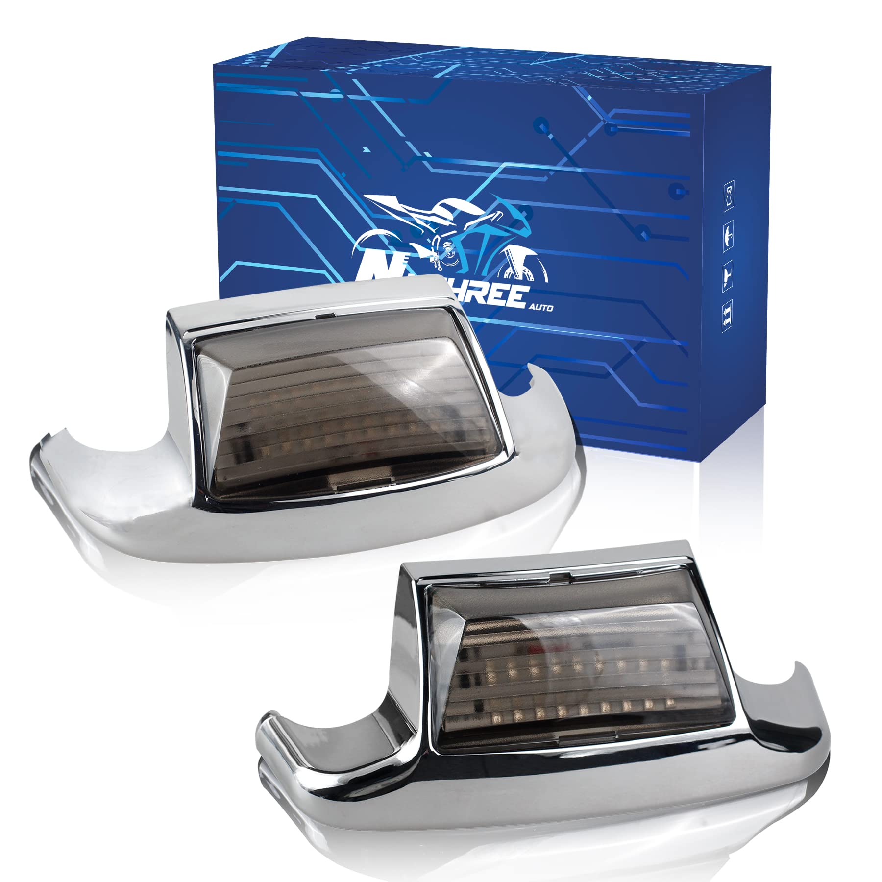 Nthreeauto 2Pcs Front Rear Smoked Fender Light Led Fender Tip Tail Lights Compatible With Harley Road King Electra Glide Ultra Classic Heritage Softail Touring Flhr Flstc Flhtc Flhtcu (Smoke Lens)