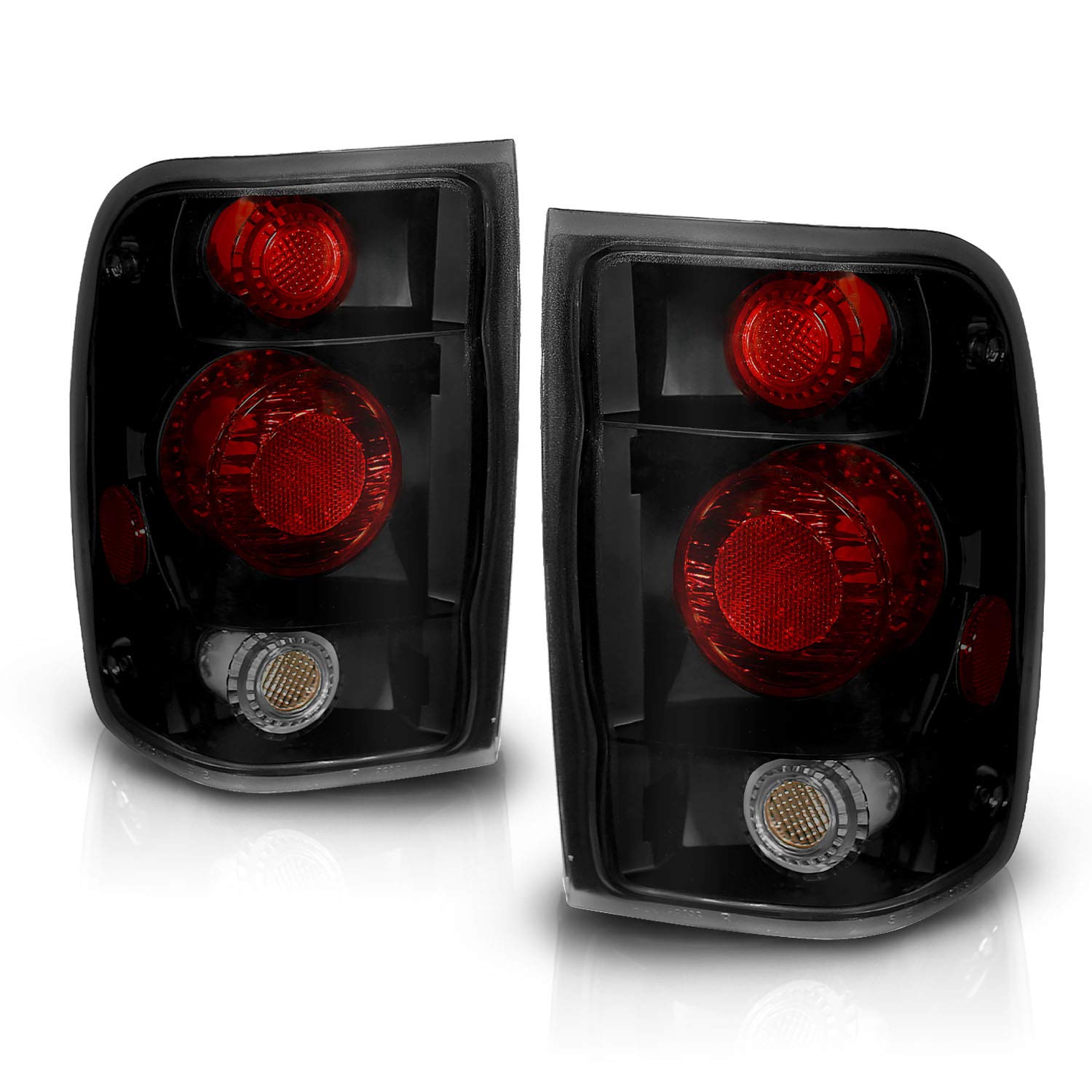 Amerilite Black/Smoke Replacement Brake Tail Lights Set For 98-00 Ford Ranger Only - Passenger And Driver Side
