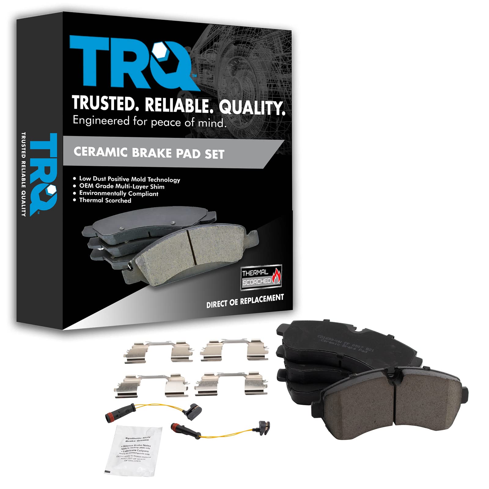 TRQ Front Ceramic Disc Brake Pad Set for Freightliner Mercedes Sprinter Van