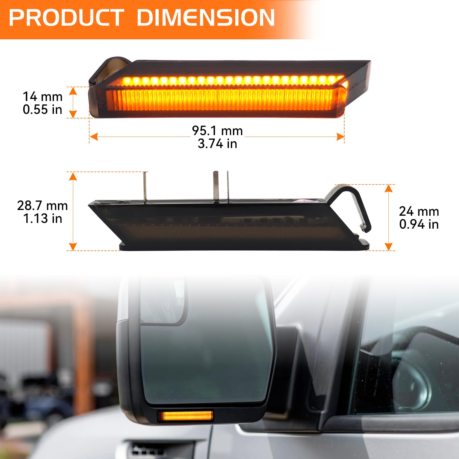 Fetonauto Sequential Amber Led Side Mirror Turn Signal Lights For 2004-2014 Ford F150 Raptor Expedition Lincoln Mark Lt, Smoked