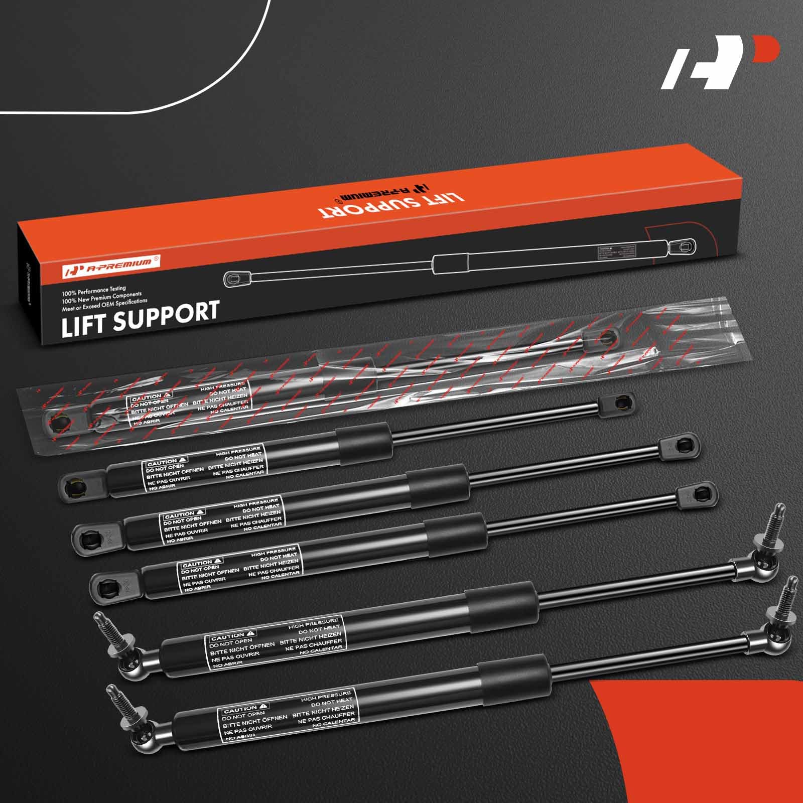 A-Premium Hood Tailgate And Rear Window Lift Supports Shock Struts Replacement For Jeep Grand Cherokee Wk Wh 2005-2010 6-Pc Set