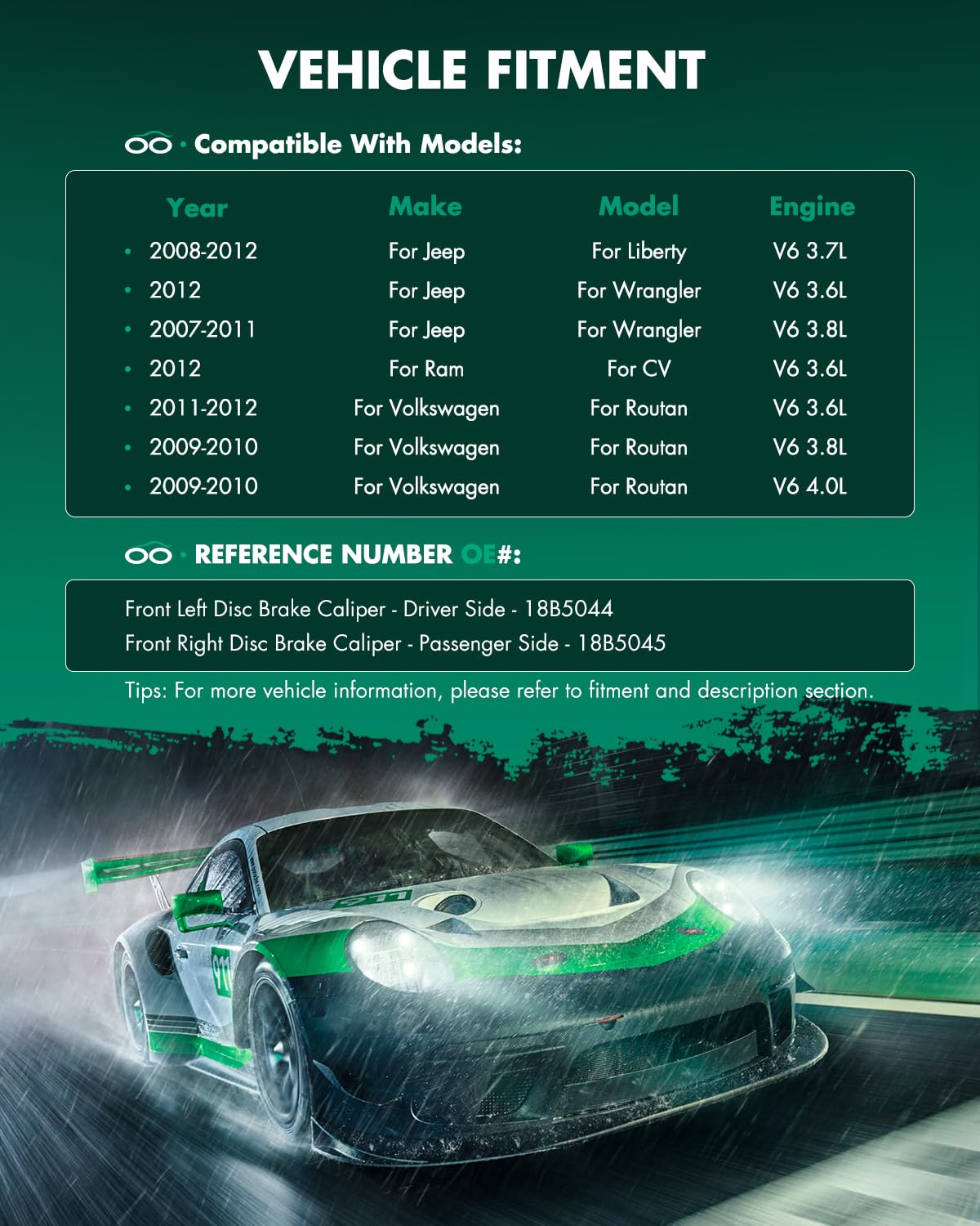 Scitoo Front Left+Right Brake Calipers With Bracket 18B5045 18B5044 Compatible For Chrysler 2008-2012 For Dodge 2007-2016 For Je