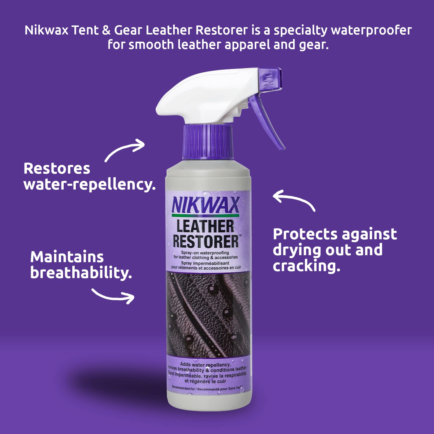 Nikwax Leather Restorer Spray To Waterproof, Condition, Revitalize And Protect Leather Car Interiors, Motorcycle Seats, Jackets, Leather Apparel, Furniture, Shoes, Bags, Purses, And Accessories
