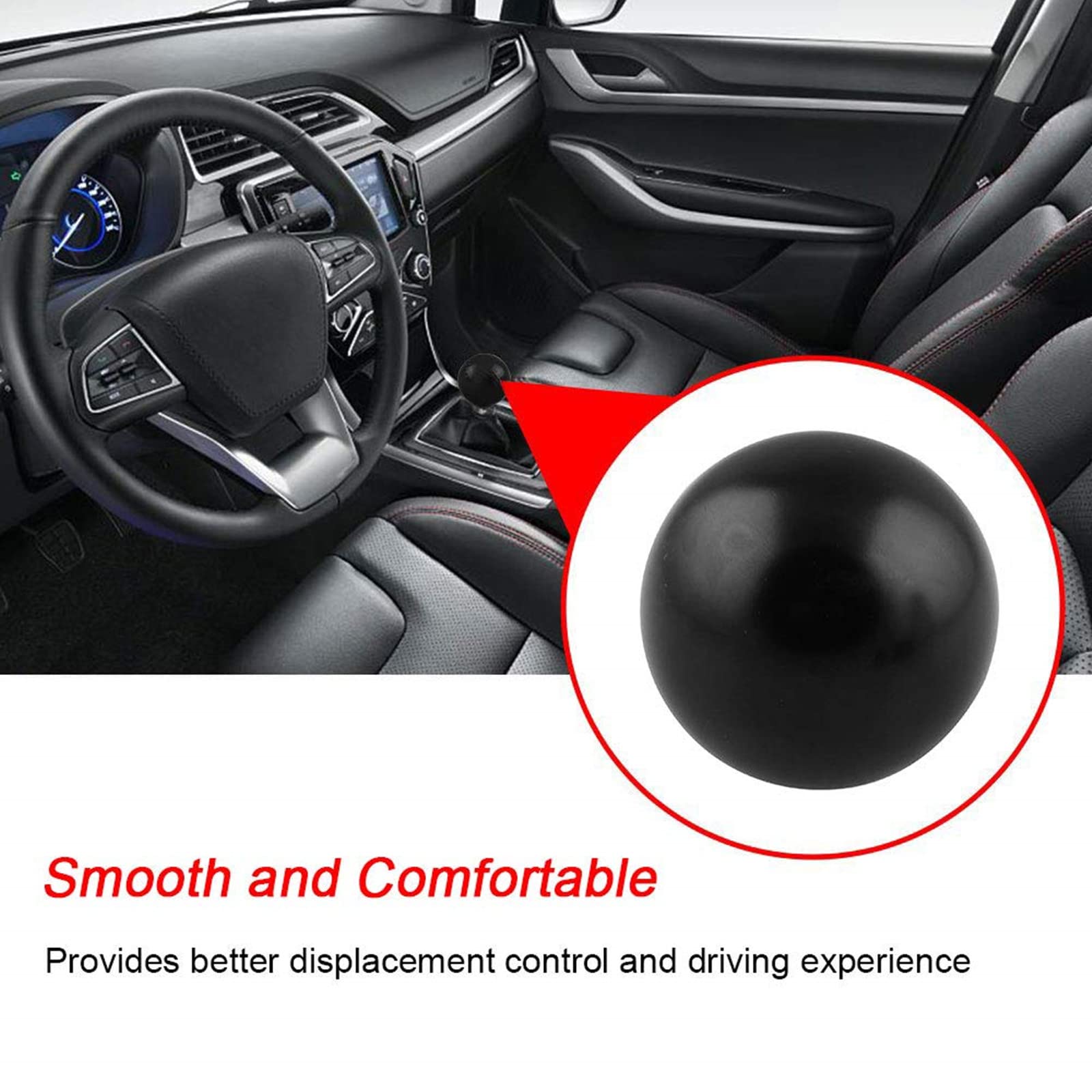 Ryanstar Shift Knob Adapter Kit Universal Car Gear Shifter Lever Round Ball Shape Black