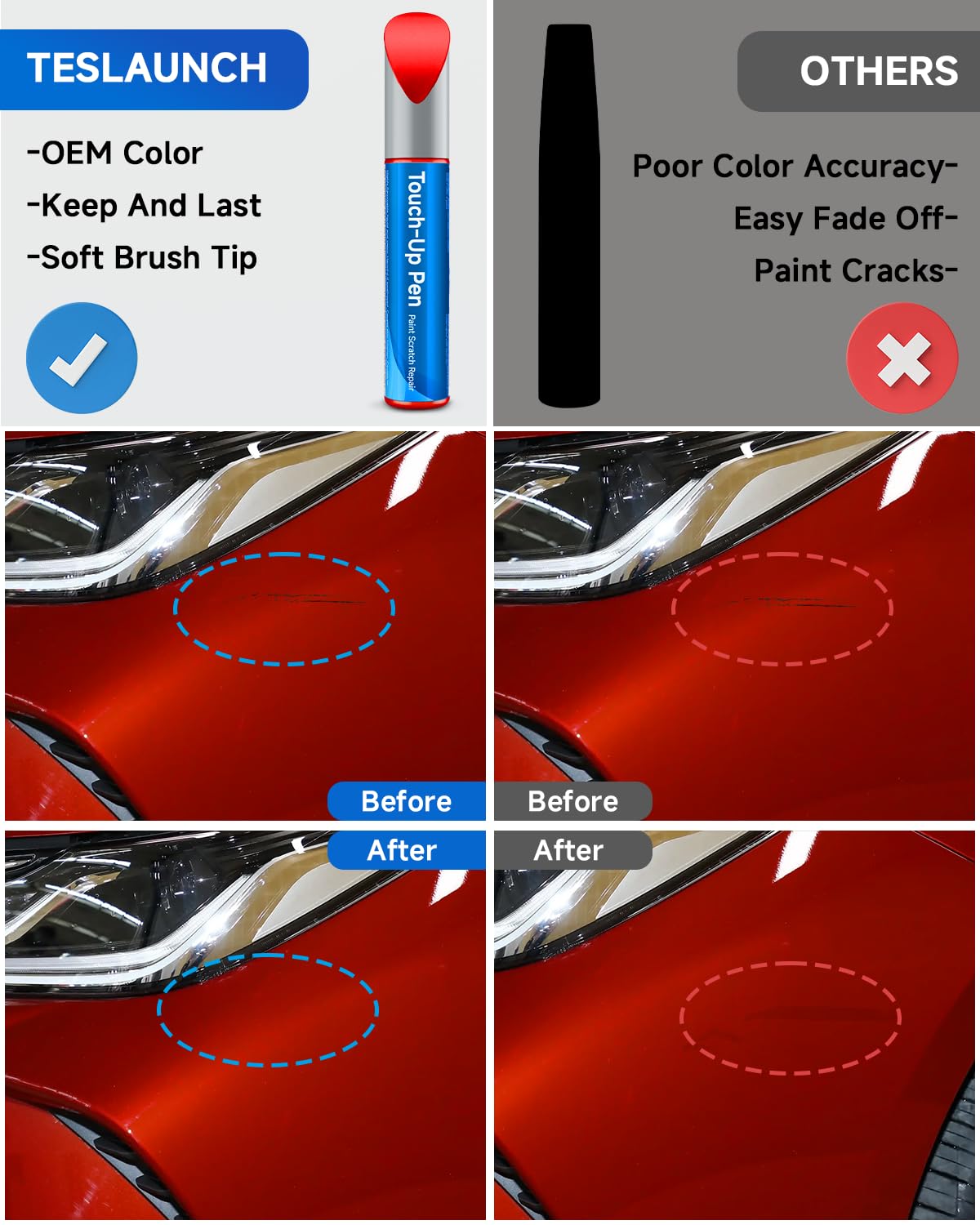 3T3 Ruby Flare Pearl Touch Up Paint Compatible with Toyota Exact Match Touch Up Paint Car Scratch Repair