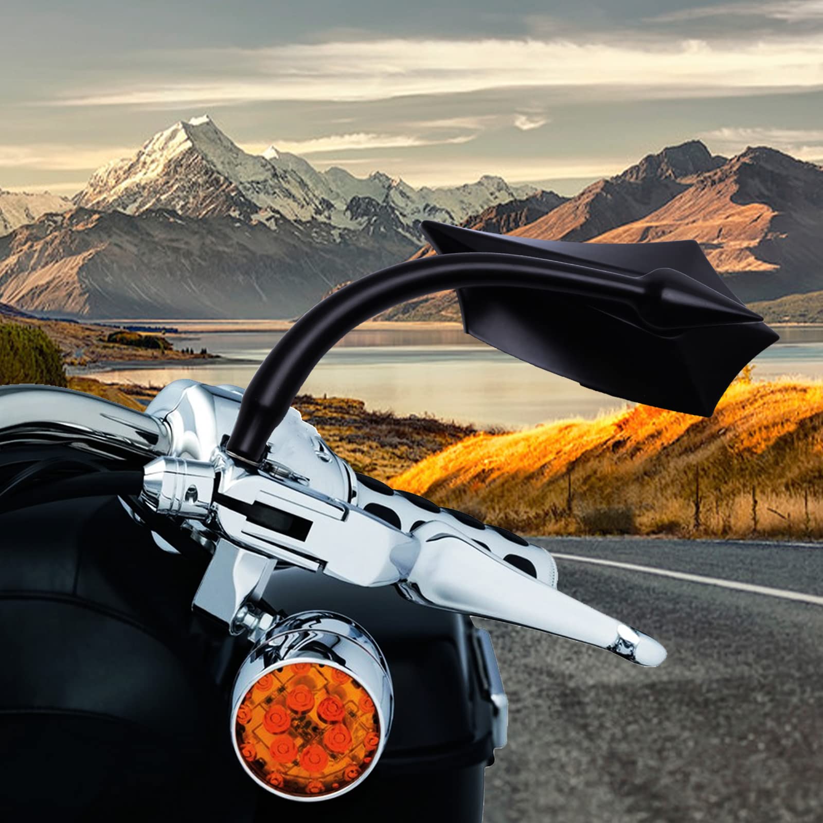 DREAMIZER Universal 8mm/10mm Black Irregular Shape Motorcycle Rear View Mirrors Compatible with Compatible with Harley Cruisers