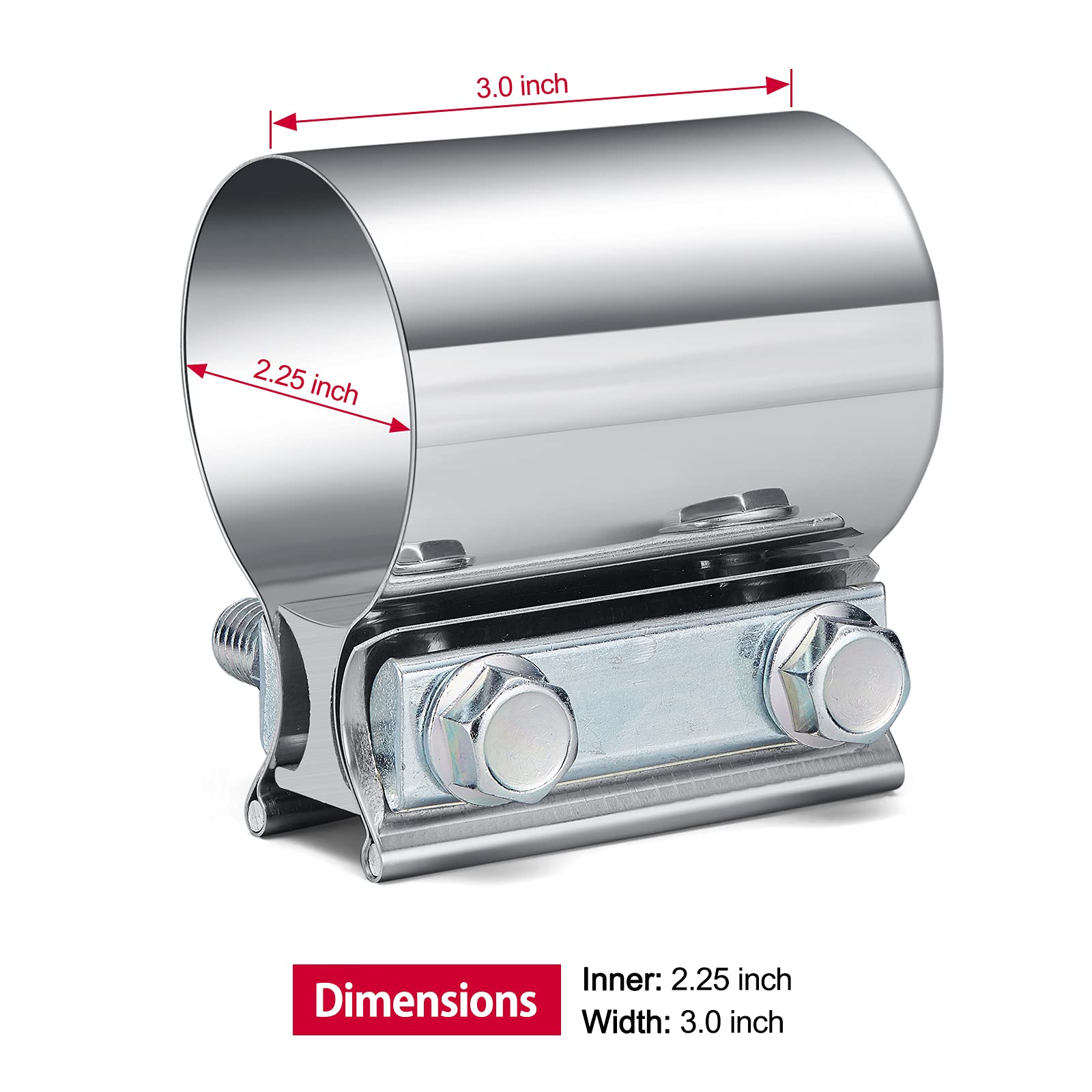 Sykrss 2.25'Stainless Steel Butt Joint Exhaust Seal Band Clamp 2Pcs