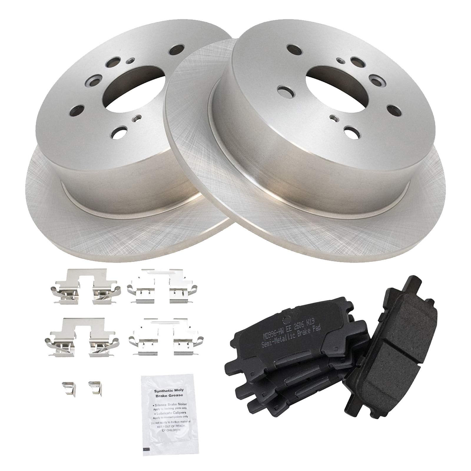 Trq Rear Brake Pad & Rotor Kit Brake Pads Brake Rotor Semi-Metallic Compatible With 2004-2006 Lexus Rx330 2007-2009 Rx350 2006-2