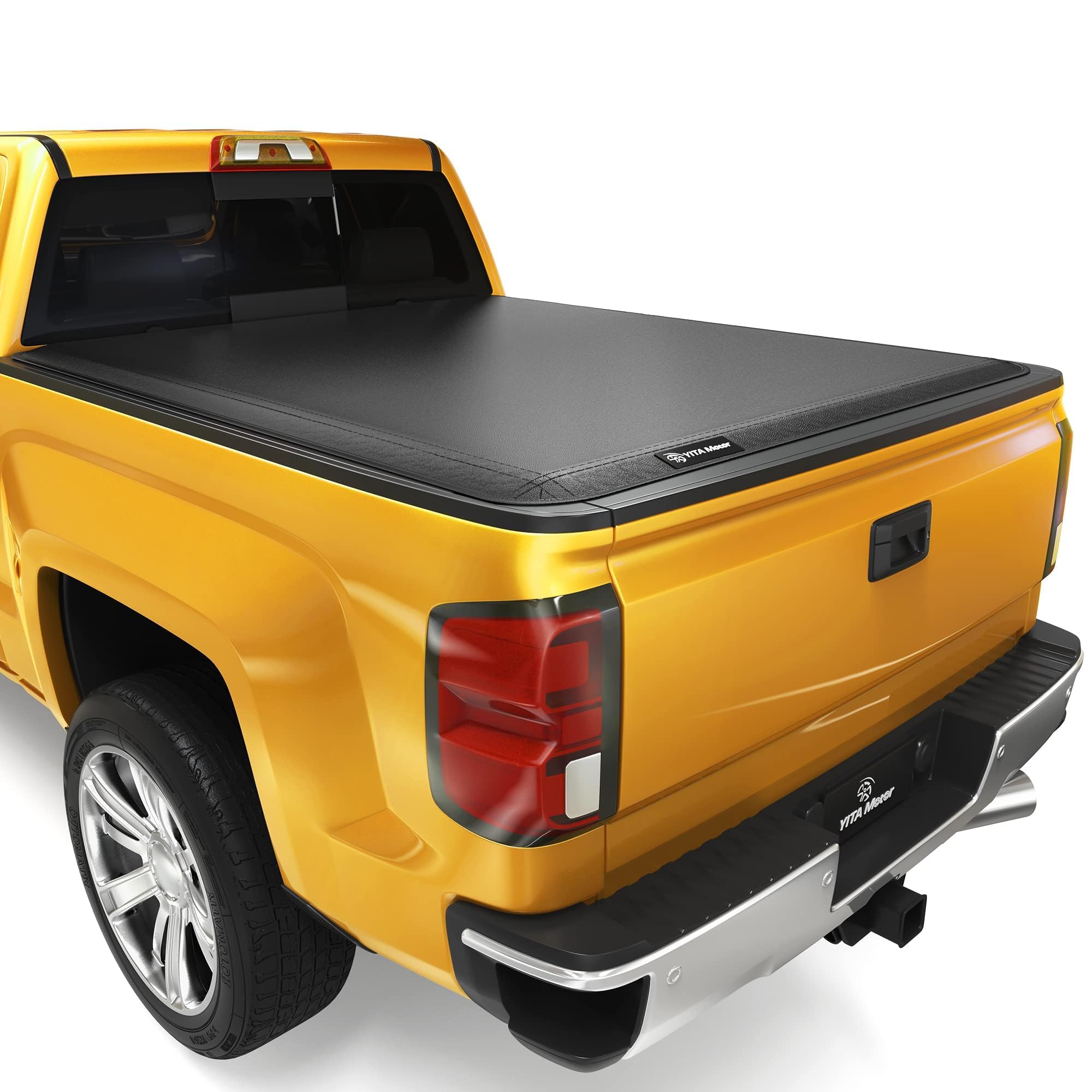YITAMOTOR Soft Quad Fold Truck Bed Tonneau Cover Fits for Chevy Silverado/GMC Sierra 1500 2007-2013 with 5.8 ft Bed