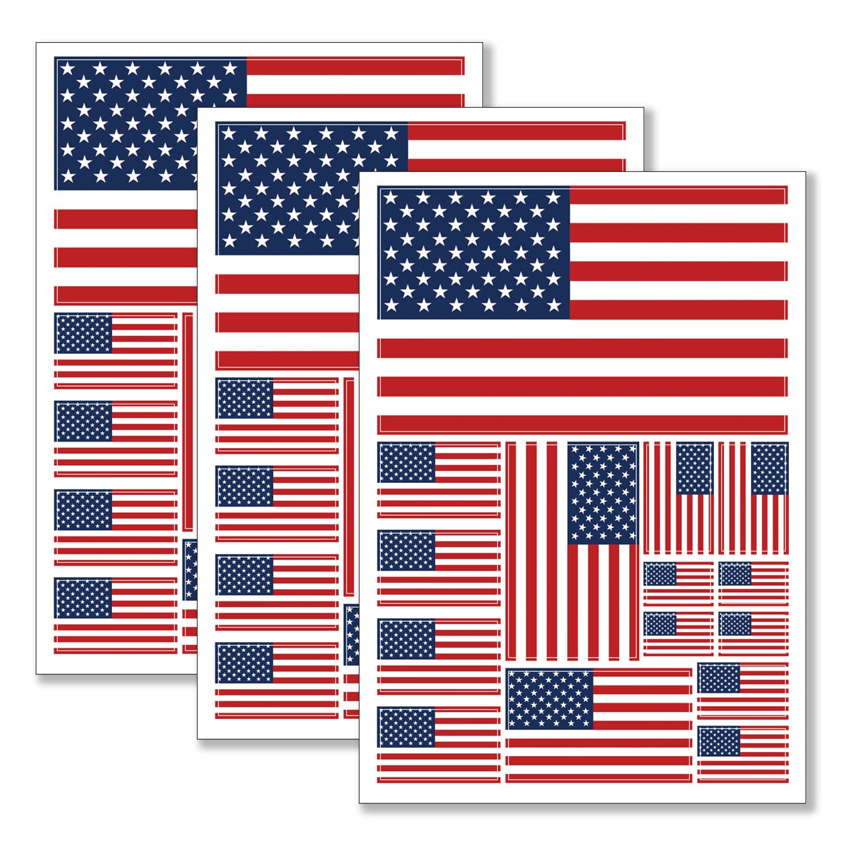 QQSD US American Flag Sticker USA Decal in Multiple Sizes, 3 Pack, 11.7 x 8.3 Inches