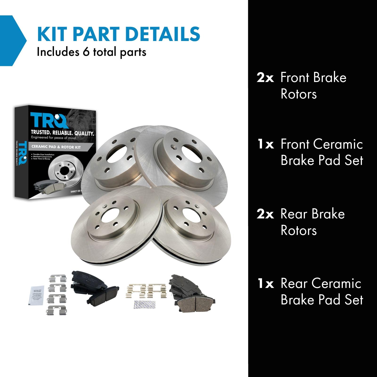 Trq Front And Rear Brake Pad & Rotor Kit Brake Pads Brake Rotor Ceramic Solid Compatible With 2013-2017 Buick Encore 2015-2017 C