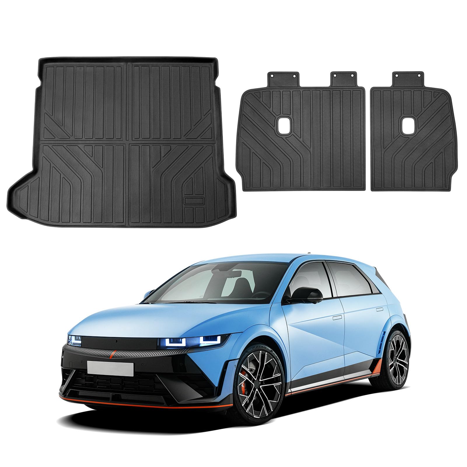 Powerty Cargo Mat For Hyundai Ioniq 5 2022-2025 Accessories Cargo Liner & Second Row Seats Back Cover Rear Trunk Mats All Weathe