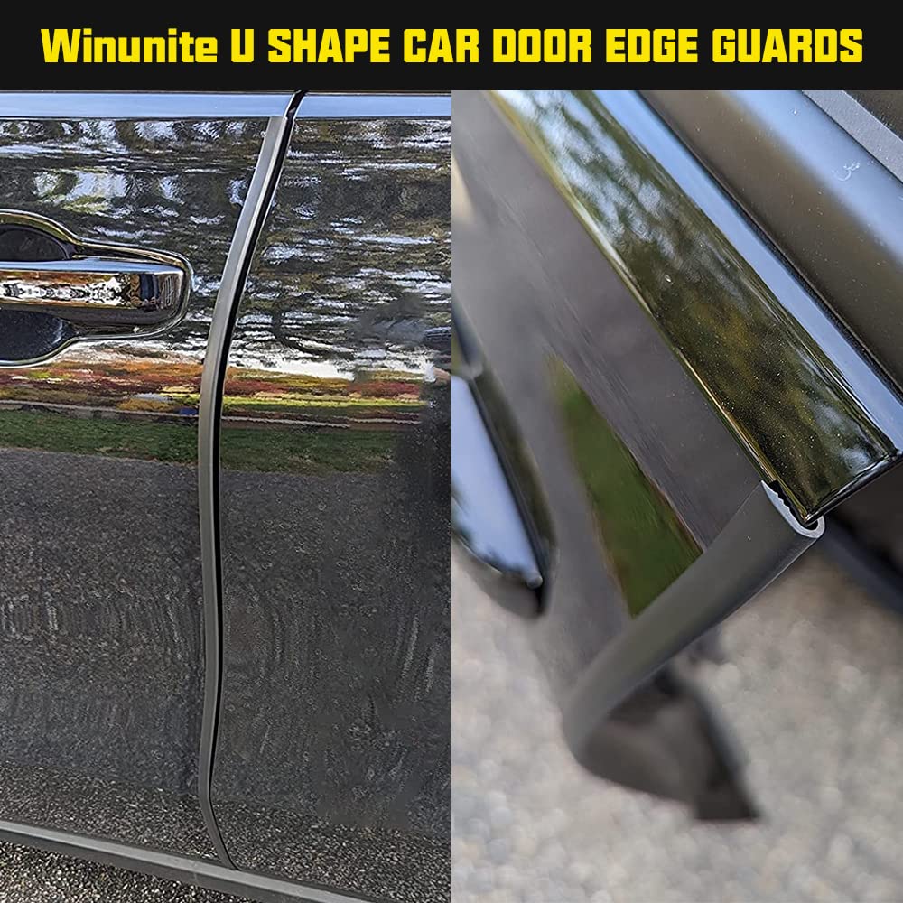 Winunite 32.8Ft(10M) Car Door Edge Guards Black, Fit Most Vehicles, Self-Adhesive Pvc, Fade-Resistant, U-Shaped Automotive Trim