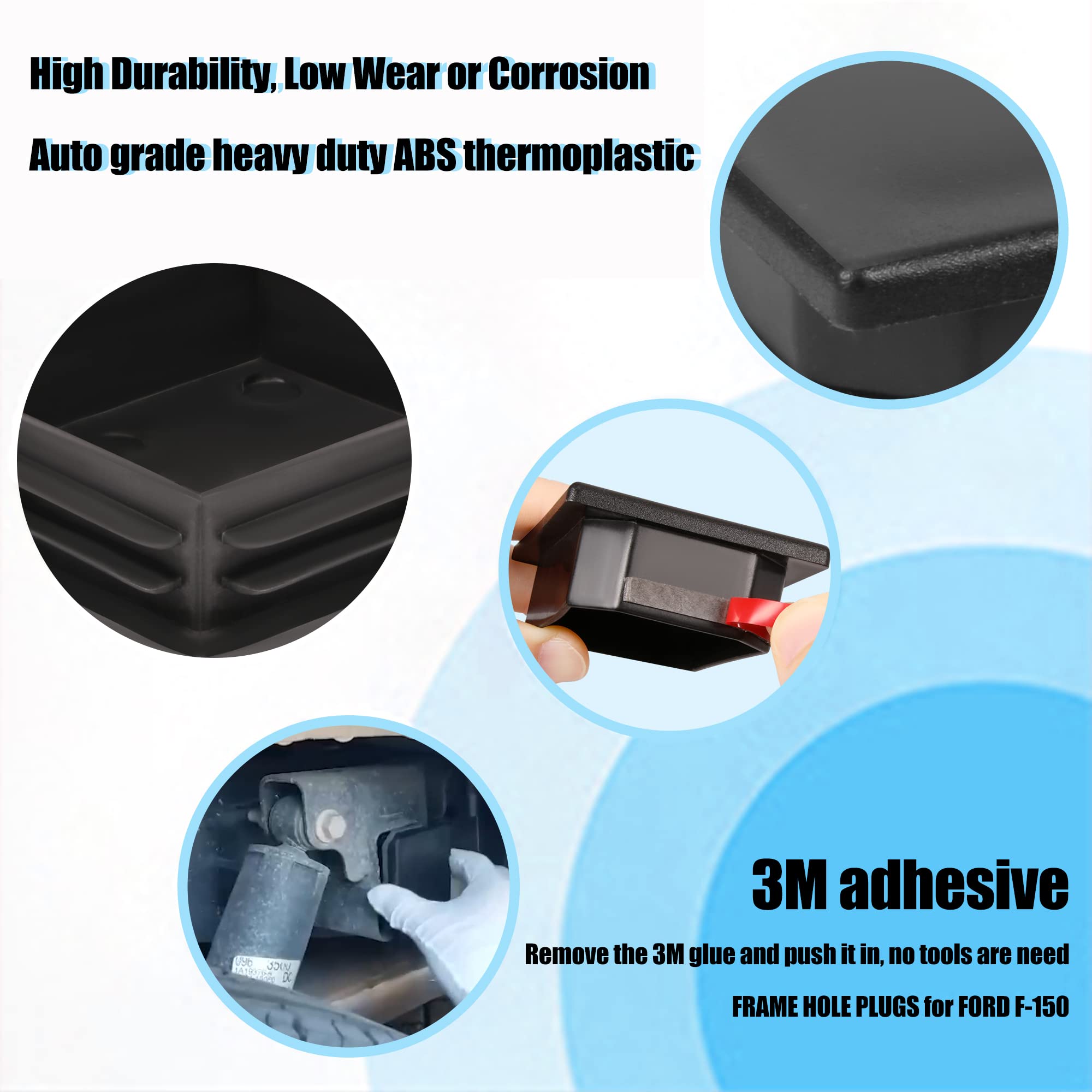 Basiker Frame Tube Hole Plug For 2017-2019 Ford F150 Raptor Anti Dirt Mud And Debris Caps Rear Left Right Wheel Well Hole Plugs