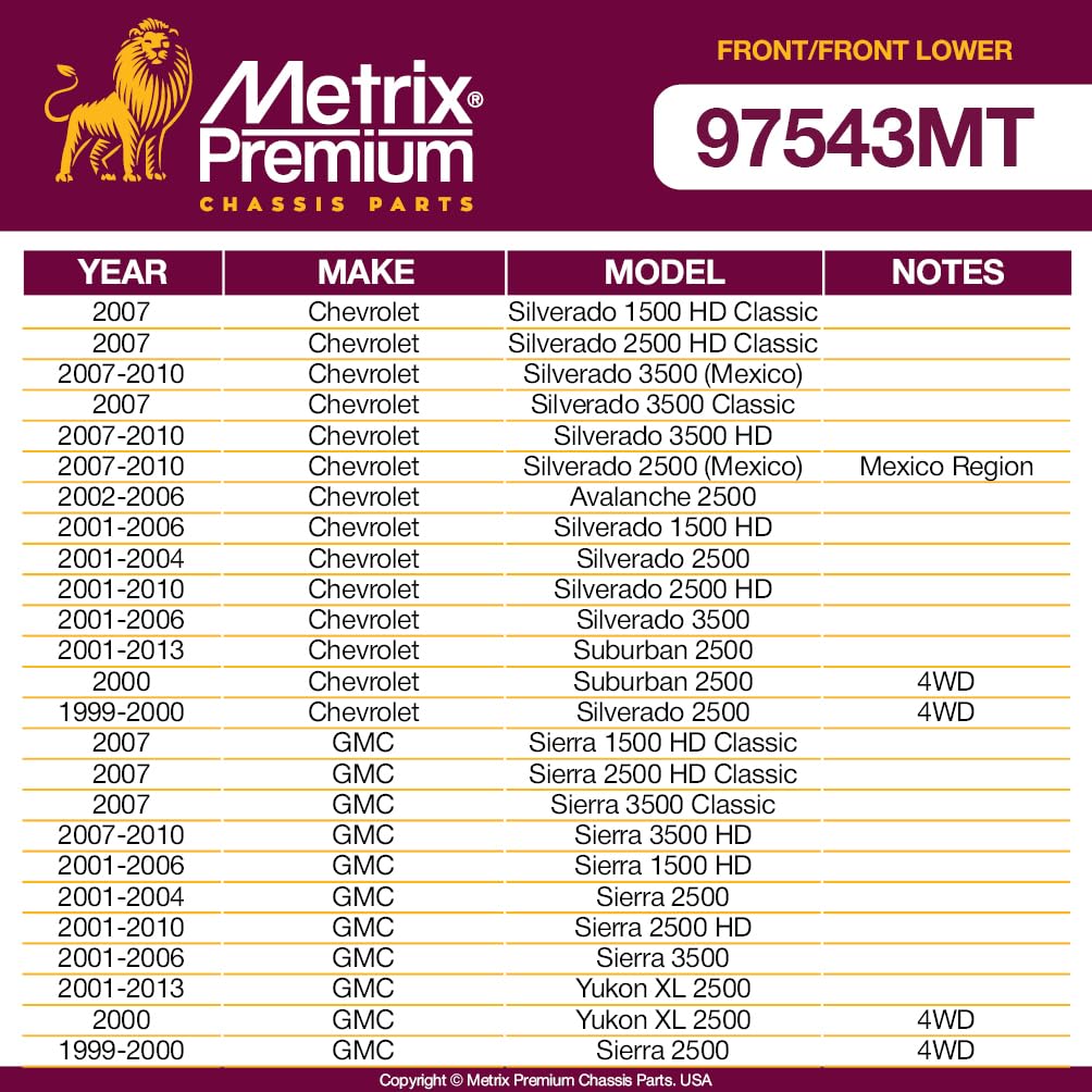 Metrix Premium Chassis Parts - 4 Pc Front L/R Lower Control Arm & Front L/R Sway Bar Stabilizer End Link Kit Fits 02-06 Chevrole