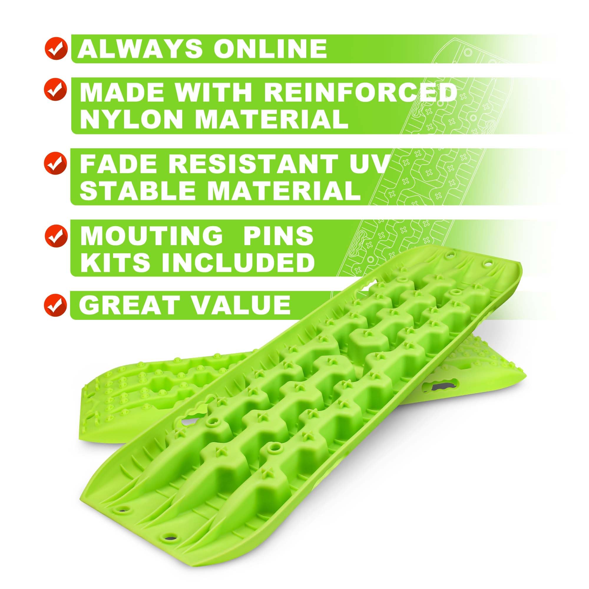 X-BULL New Recovery Traction Tracks Sand Mud Snow Track Tire Ladder 4WD (Peak Green,3gen)