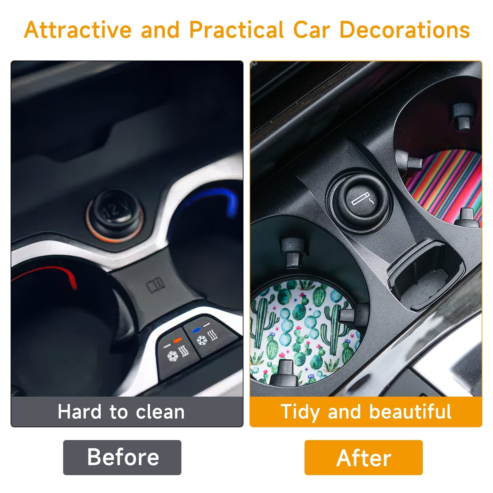 120Pcs Sublimation Blanks Car Coasters, Absorbent Auto Coasters For Cup Holders, Neoprene Car Coasters Absorb Spills To Keep Cup