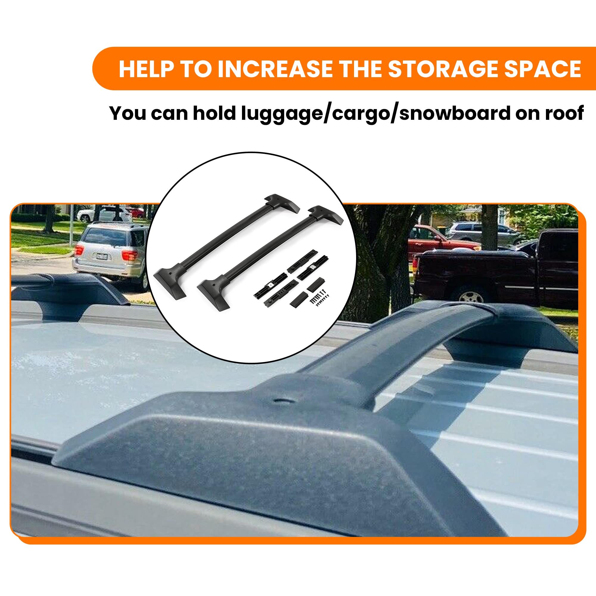 Ecotric Aluminum Roof Rack Cross Bars Compatible With 2009-2017 Chevy Traverse Top Rail Luggage Cargo Carrier (1 Pair) C Channels Are Not Included