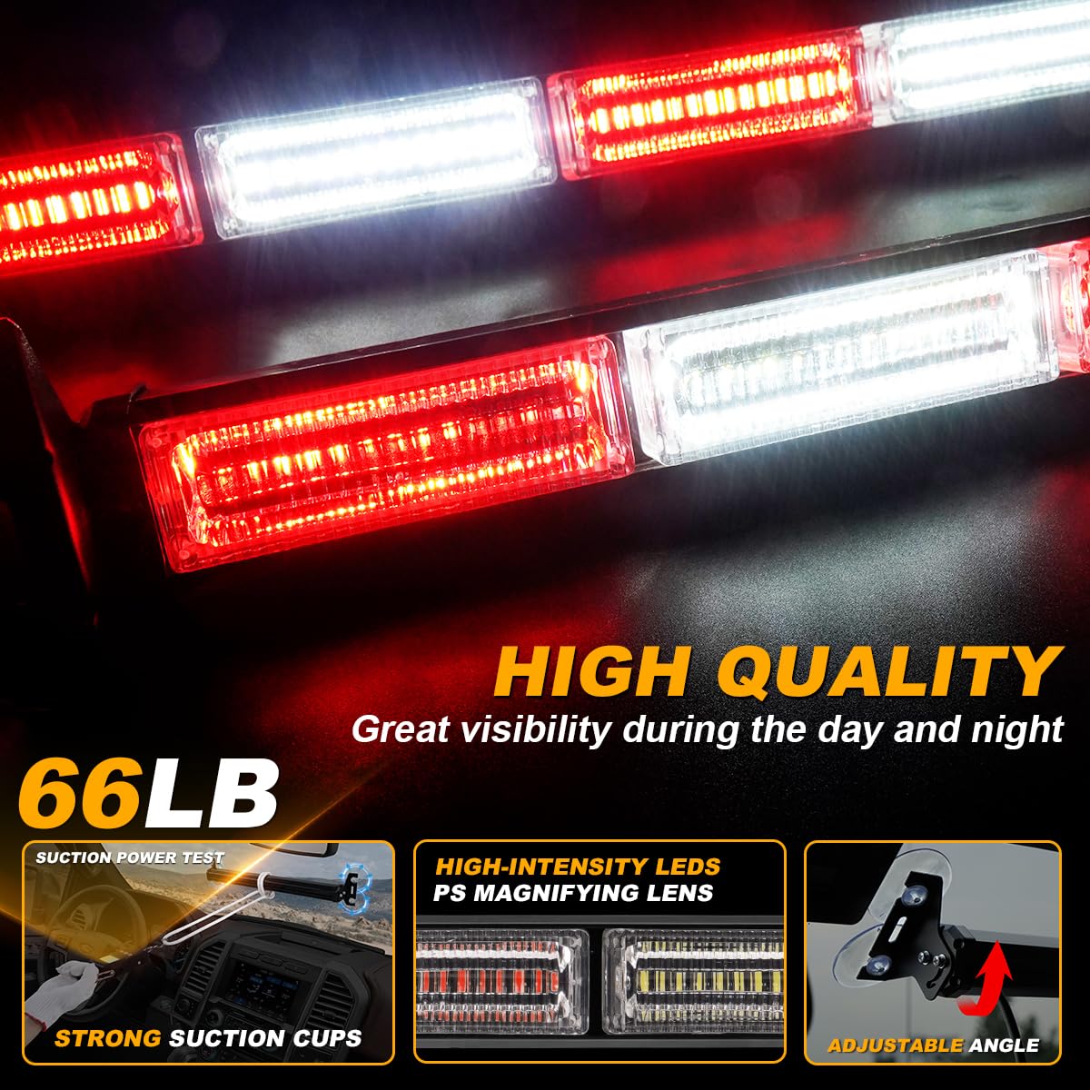 Lrter 2 In 1 Traffic Advisor Light Bar Strobe Flash Light Windshield Led Emergency Strobe Visor Safety Warning Hazard Flashing L