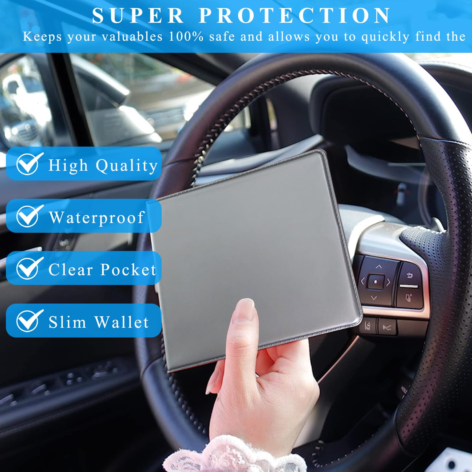 Kewucn 1 Pc Car Registration Insurance Holder, Essential Auto Card Glove Box Organizer, Vehicle Interior Accessories Perfect For