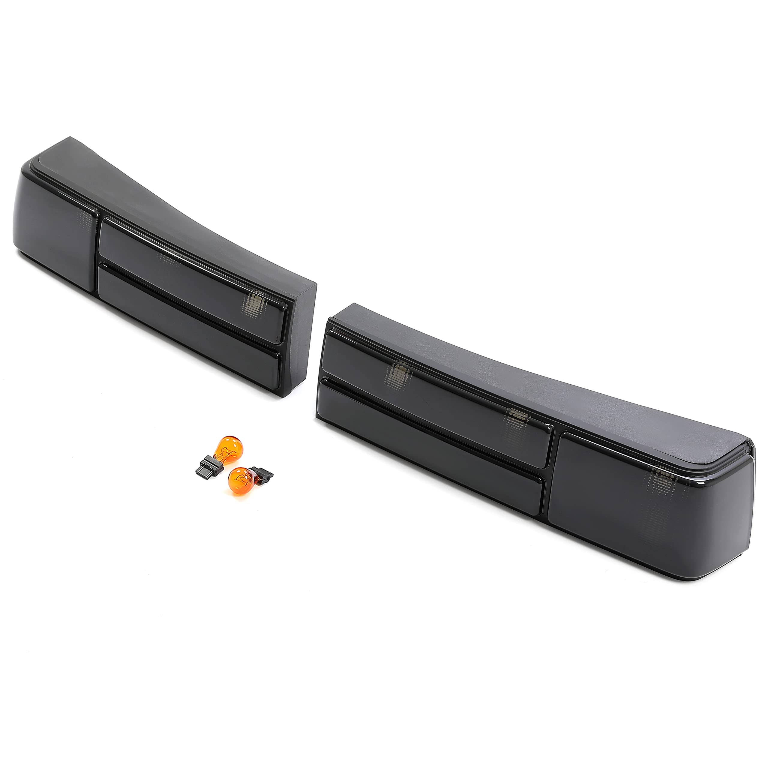 Kuafu Tail Lights Compatibloe With 1987-1993 Ford Mustang Replacement For E7Zz13405A E7Zz13404A Rear Tail Lamps Black Housing Smoke Lens With Bulbs W/O Harness 2Pcs