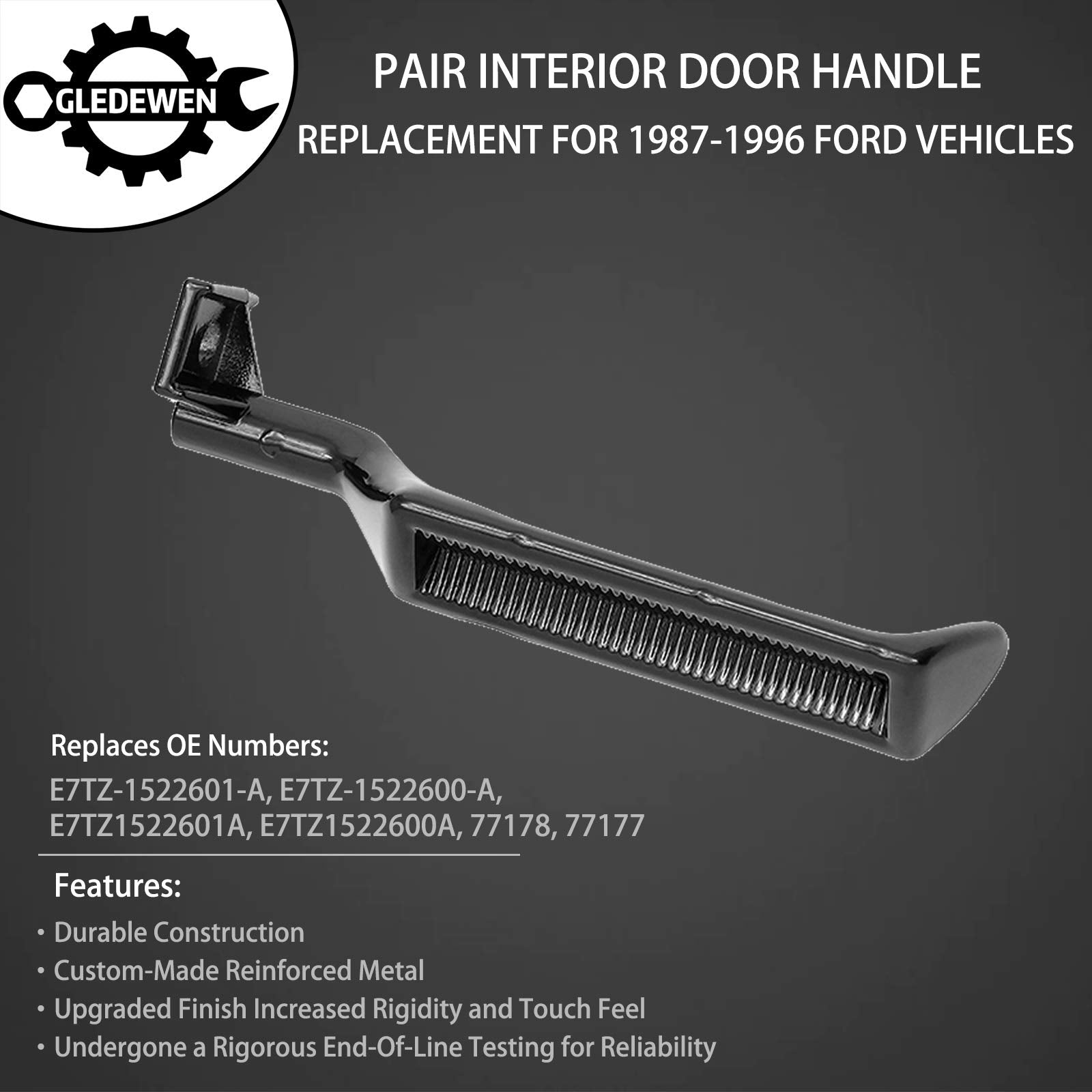 Interior Door Handle All Metal Front Rear Left Driver & Passenger Side Pair | Replacement For 1987-1996 Ford Bronco F150 F250 F3