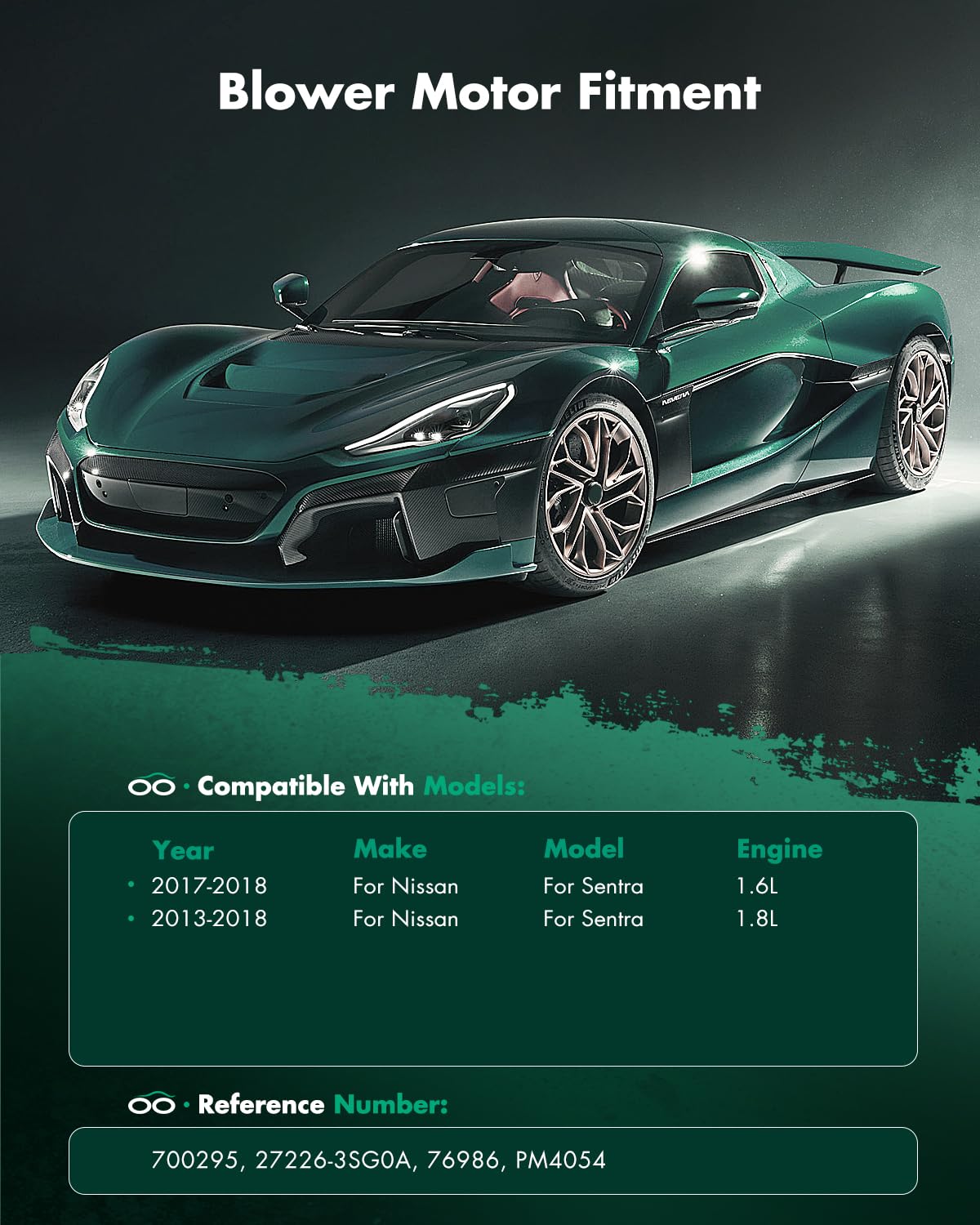 Scitoo 700295 Front Hvac Blower Motor With Fan Cage For Nissan For Sentra L4 1.6L 2017 2018,For Nissan For Sentra L4 1.8L 2013 2