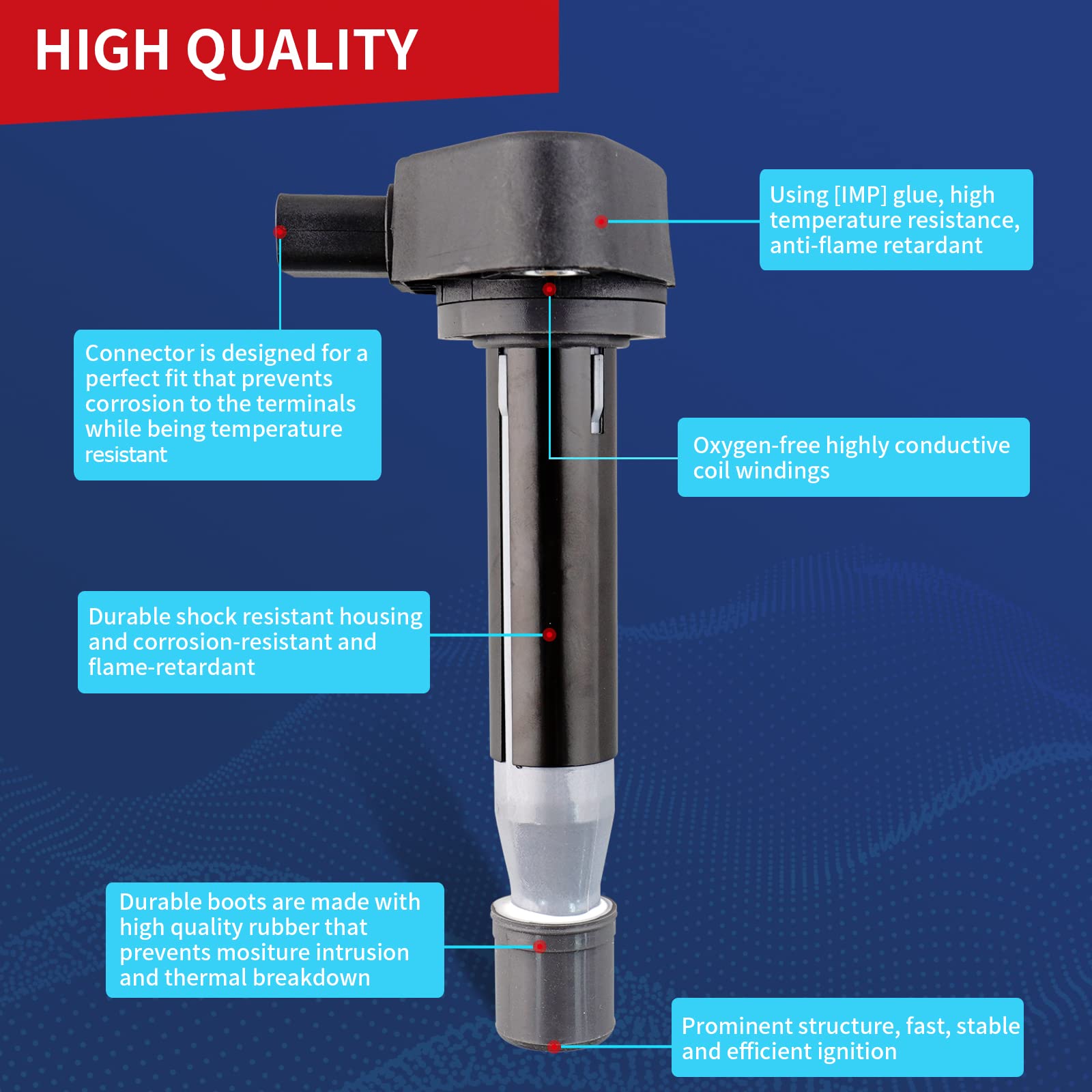 Drcax Oem Ignition Coil Uf242 C1221 90919-02247 Compatible With Accord Odyssey Pilot Acura Mdx Tl Rl Vue - V6 3.0L 3.2L 3.5L Eng