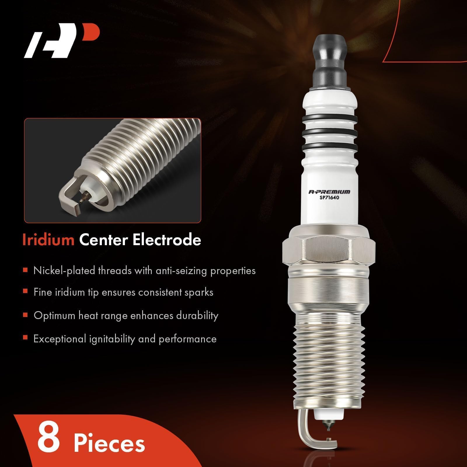 A-Premium 8Pcs Iridium Platinum Spark Plugs Compatible With Cadillac, Chevrolet, Ford, Gmc & Lincoln Vehicles - Deville, C1500,