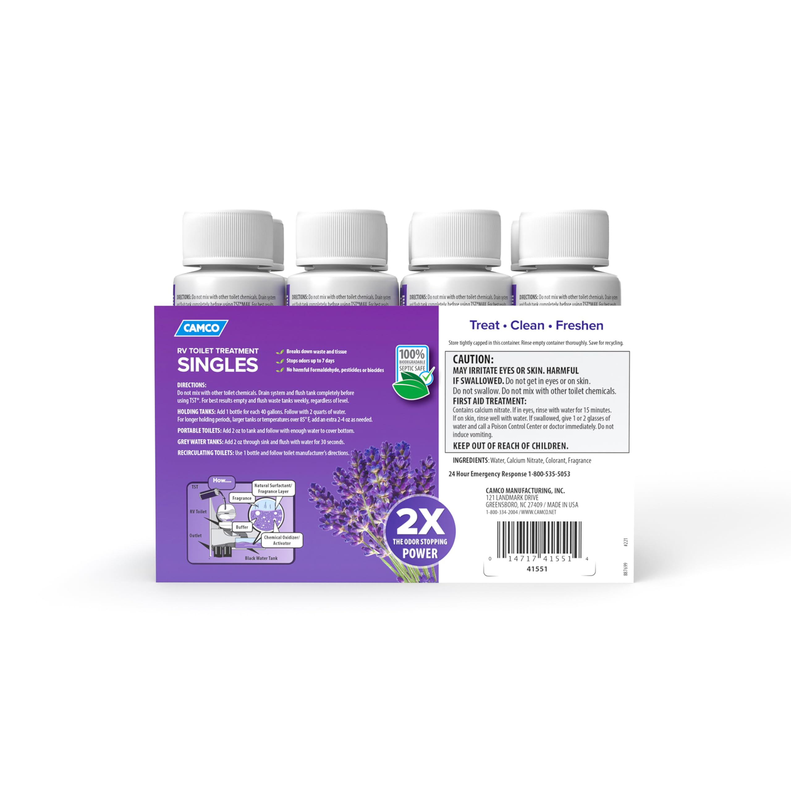 Camco Tst Max Rv Toilet Treatment Singles | Features A Biodegradable Septic Safe Formula, A Lavender Scent, And Is Ideal For Rvi