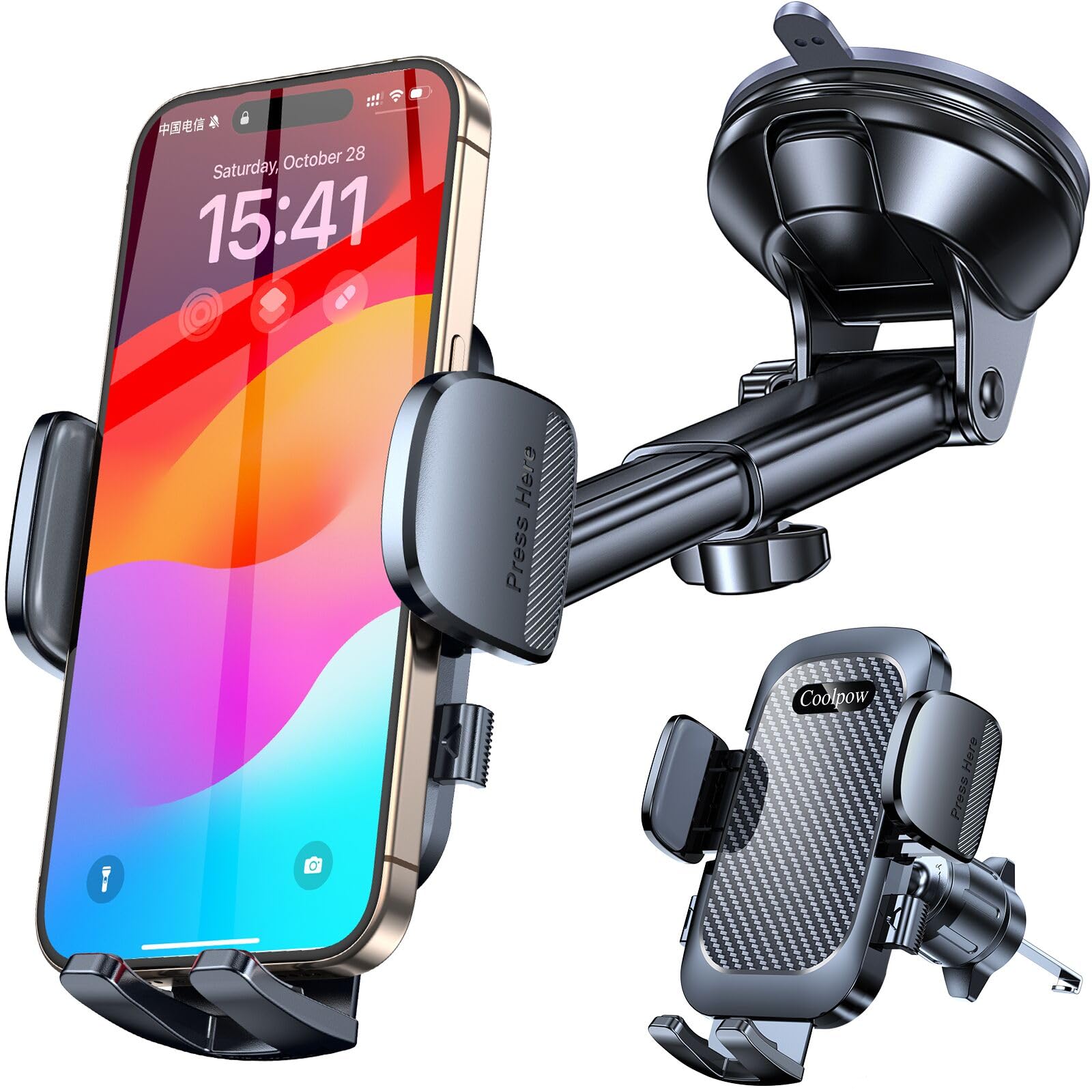 Car Phone Holder Mount?Window + Vent +Dash?Windshield Phone Mount for Car?360Rotation?Suction Cup Phone Mount for Truck Stand Da