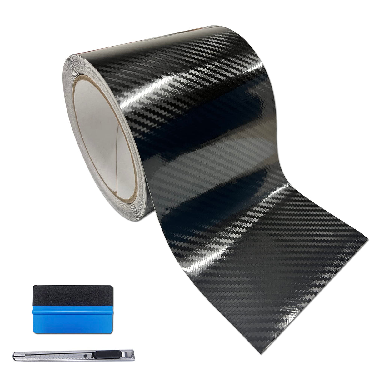Lzlrun Free Tool Kit 5D High Gloss Carbon Fiber Vinyl Tap For Black Out Chrome Delete Window Trim Door Trim (3Inches X 30Feet)