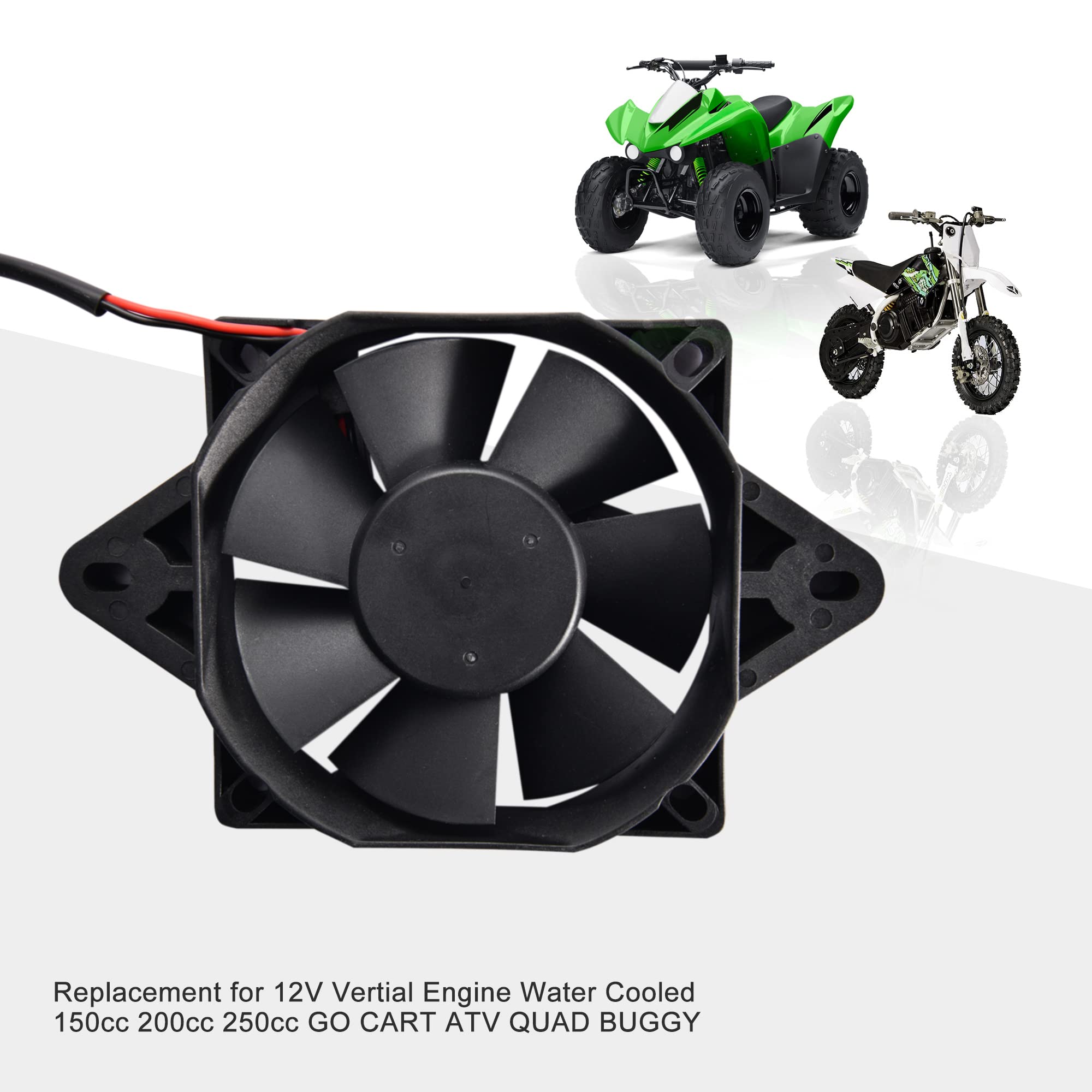Goofit 12V Dc Square Radiator Cooling Fan Replacement For 200Cc 250Cc Water-Cooled Atv Dirt Bike Go Kart