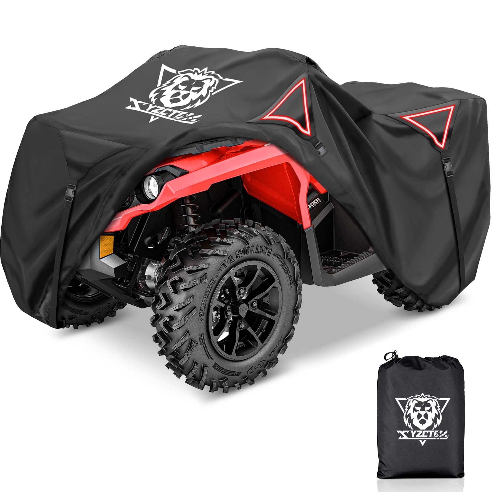 Xyzctem Premium Atv Cover,Outdoor Protection Against Water, Uv, Wind. Quad Cover For Can-Am,Suzuki,Kawasaki, Honda, Yamaha, Polaris,And More.4 Wheeler Accessories With Thickened Straps(Black,82' L)