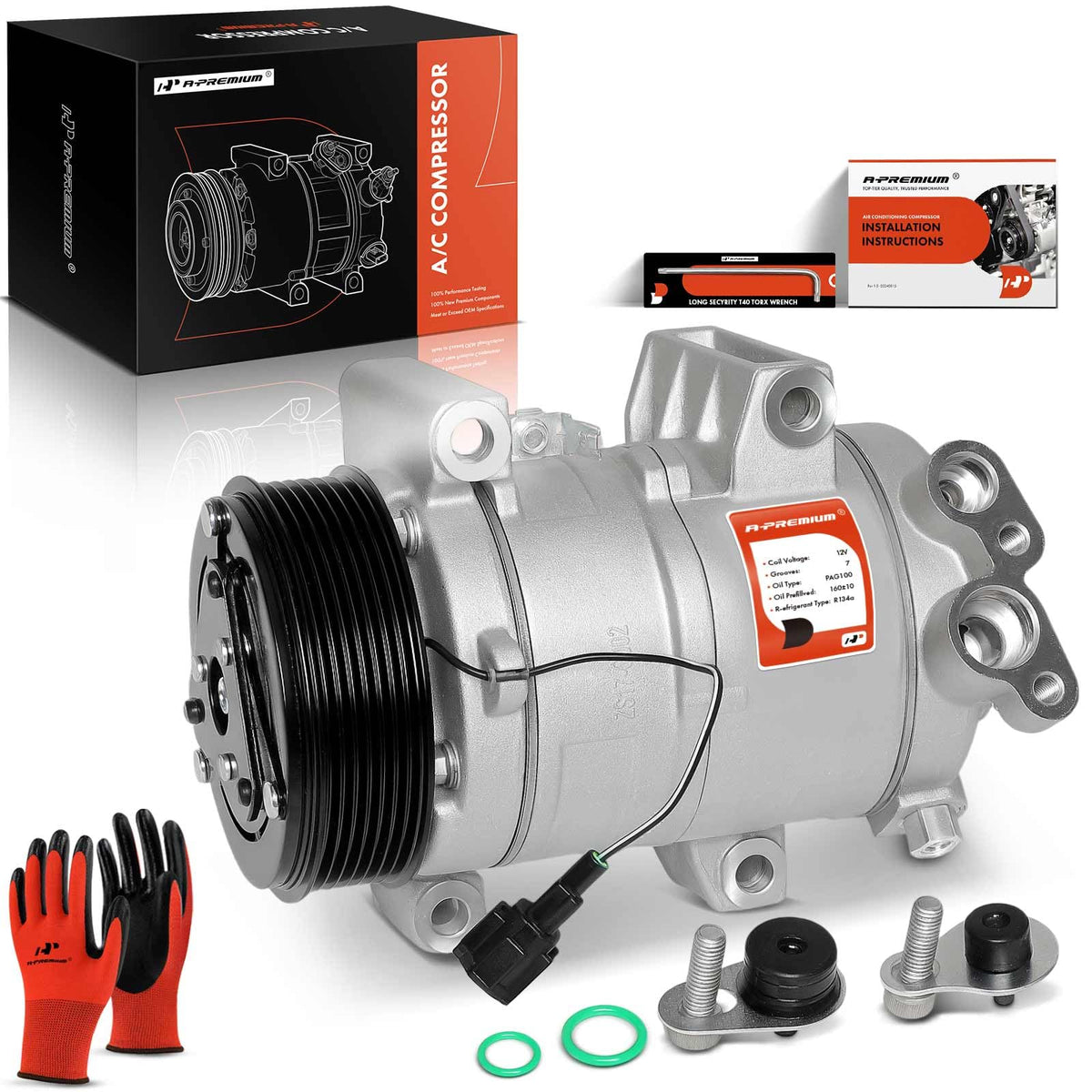A-Premium Air Conditioner AC Compressor with Clutch Compatible with Infiniti QX56 QX80, Nissan Armada Pathfinder Titan XD, 5.0L 