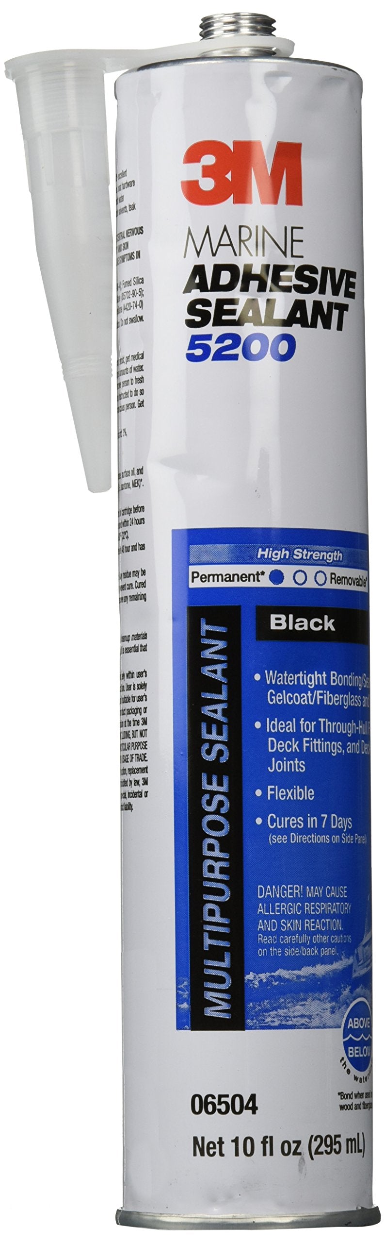 3M 6504 Marine Adhesive Sealant, Black, 10 Oz.