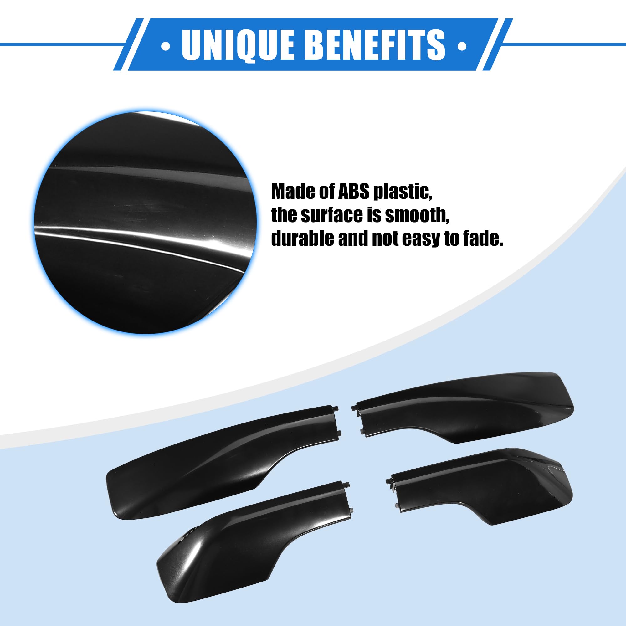 VekAuto 4pcs Car Roof Rack Side Rails End Cover Shell Cap Compatible for Toyota RAV4 2001-2005, Durable Plastic Black Cargo Rack
