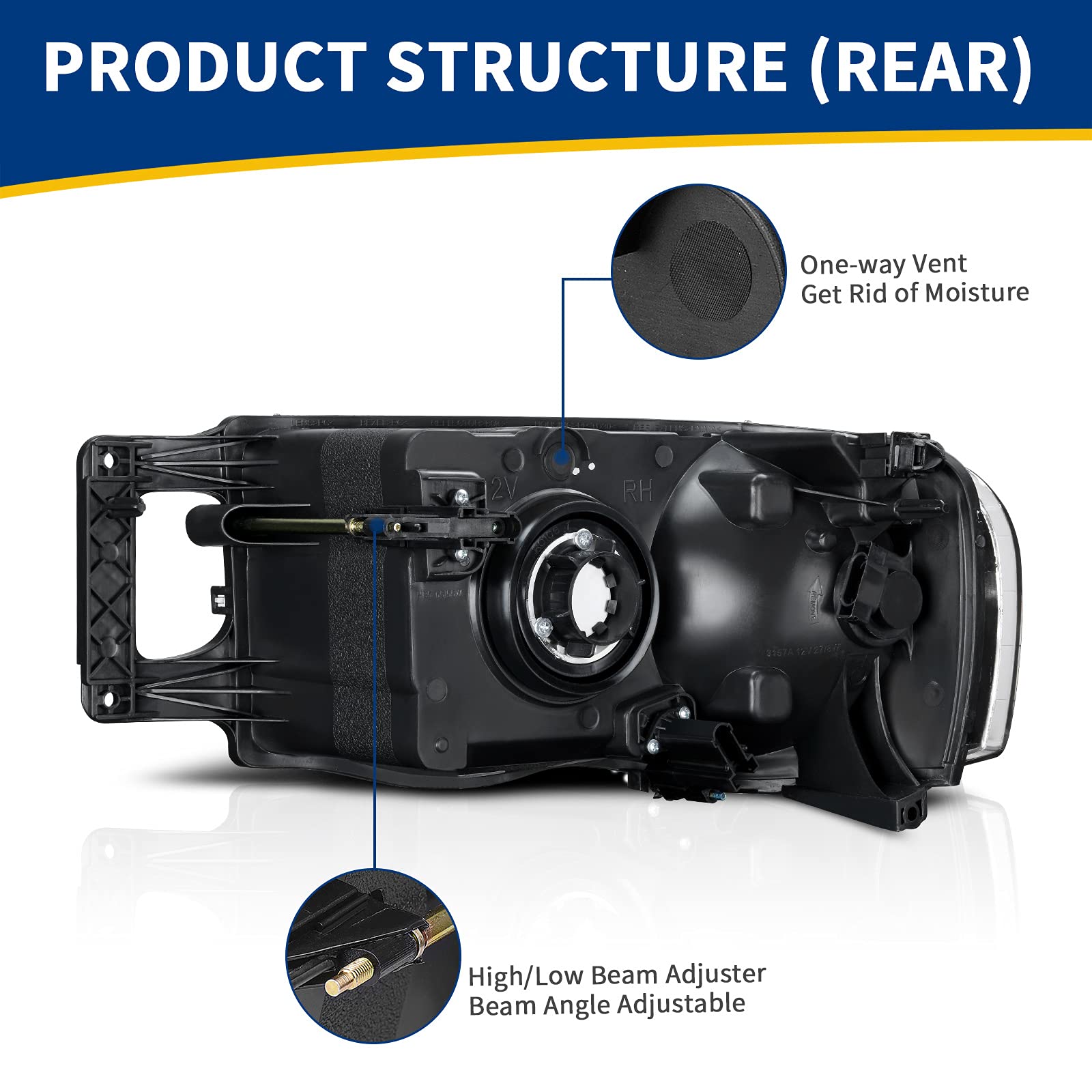 Autosaver88 Headlight Assembly Compatible With 2002-2005 Dodge Ram Pickup Truck Oe Style Replacement Headlamps Smoked Cover With Clear Reflector Lens