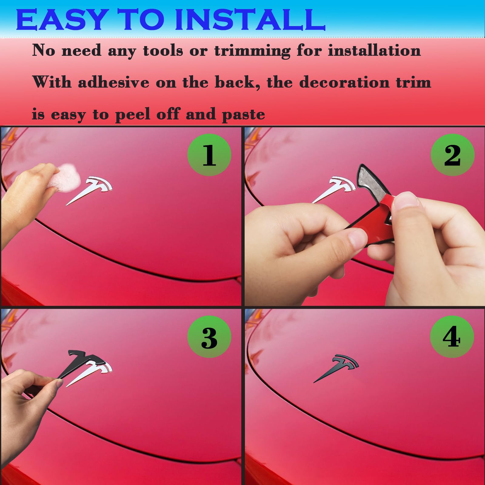 YHCDSEA for Model Y Emblem Badge Sticker Cover, fit for Tesla Model Y Logo Decals Accessories (Bright Carbon Fiber Pattern)