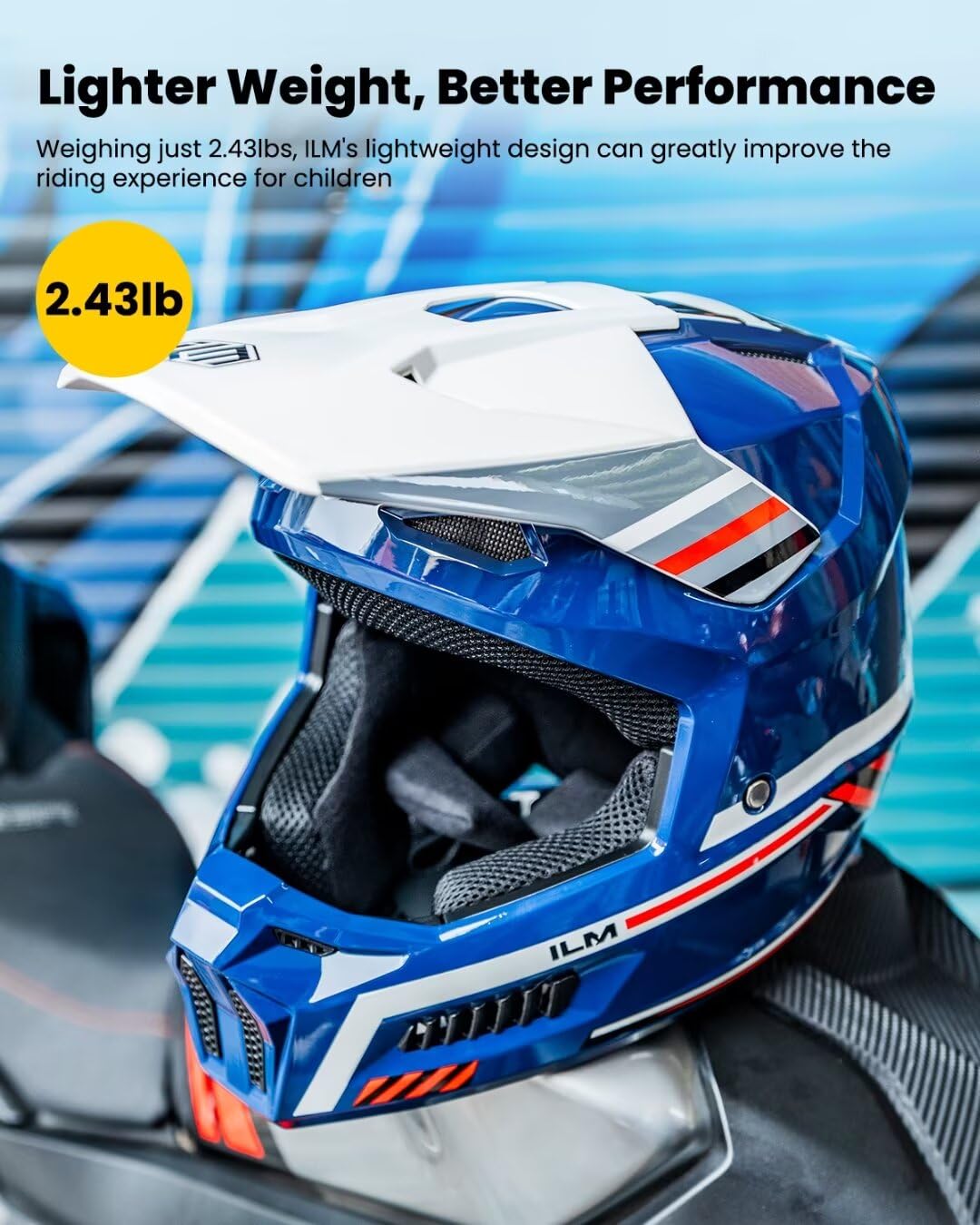 ILM Youth Dirt Bike Helmets Kids ATV Helmet Motorcross BMX Off Road Motorbike with Goggles Gloves Mask DOT Model MT601Y (Spacewa