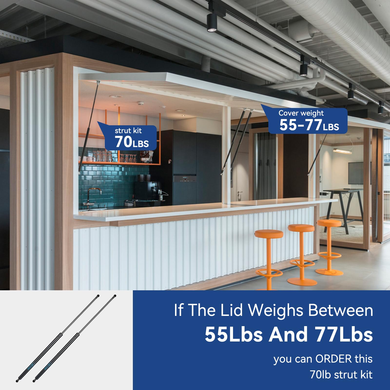 Ml2770 28 Inch 70Lb Gas Shocks Struts Sl2770 70Lb/312N Gas Spring Lift Supports For Rv Bed Storage Box Lid Tonneau Cover Truck B