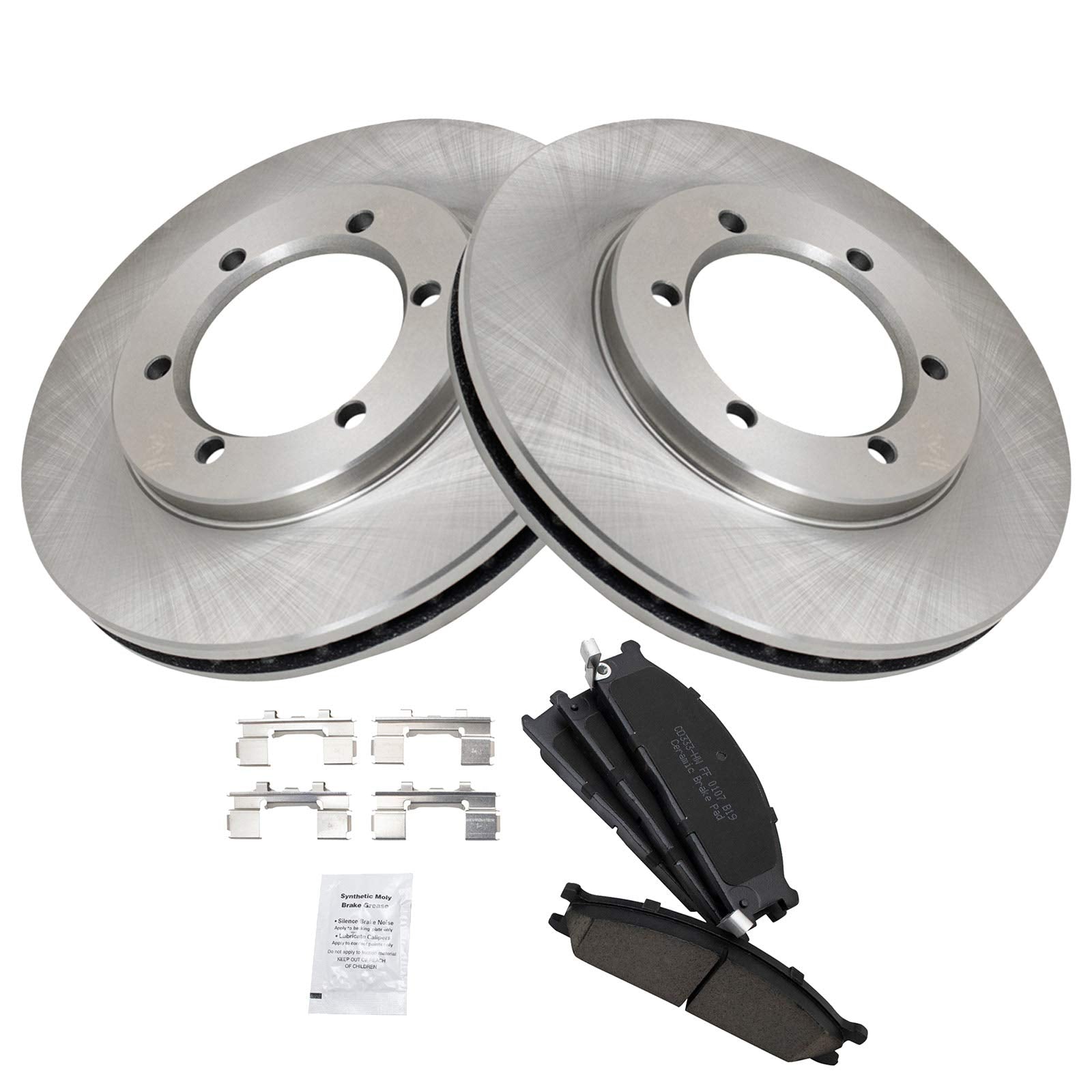 Trq Front Brake Pad & Rotor Kit Brake Pads Brake Rotor Ceramic Compatible With 1998-2004 Nissan Frontier