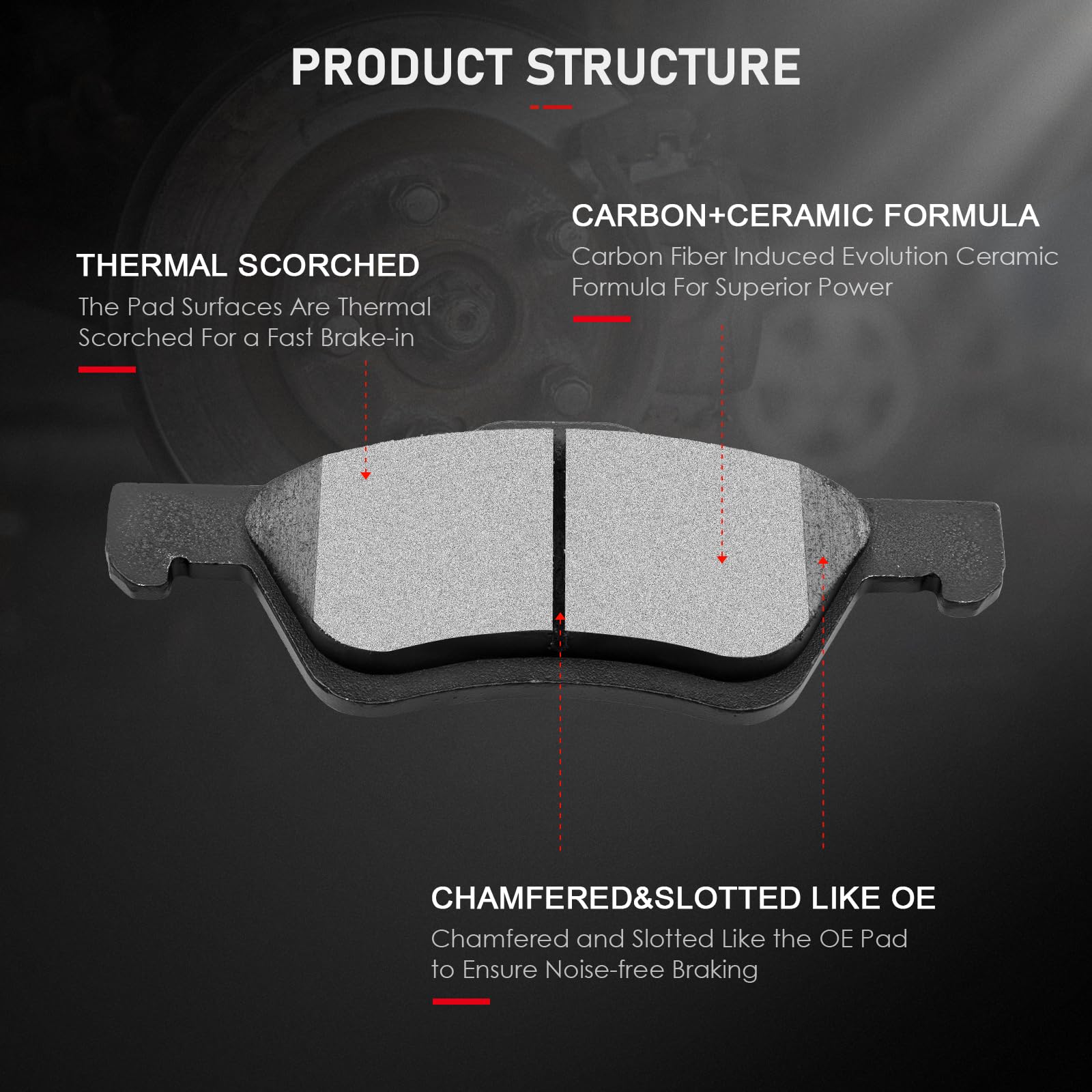 Cciyu D1047 Professional Ceramic Front Brake Pads Set Fit For 2005-2012 For Ford Escape,2005 2006 2008-2010 For Mazda Tribute,20