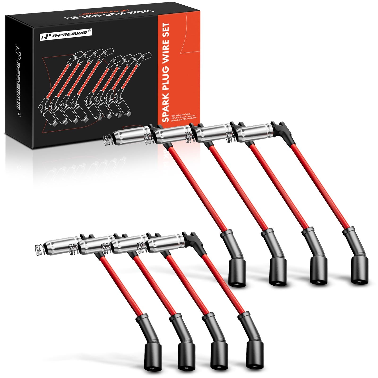 A-Premium High Heat Spark Plug Ignition Wires Set Of 8 Compatible With Chevrolet Chevy Gmc Silverado Suburban Sierra Tahoe Yukon