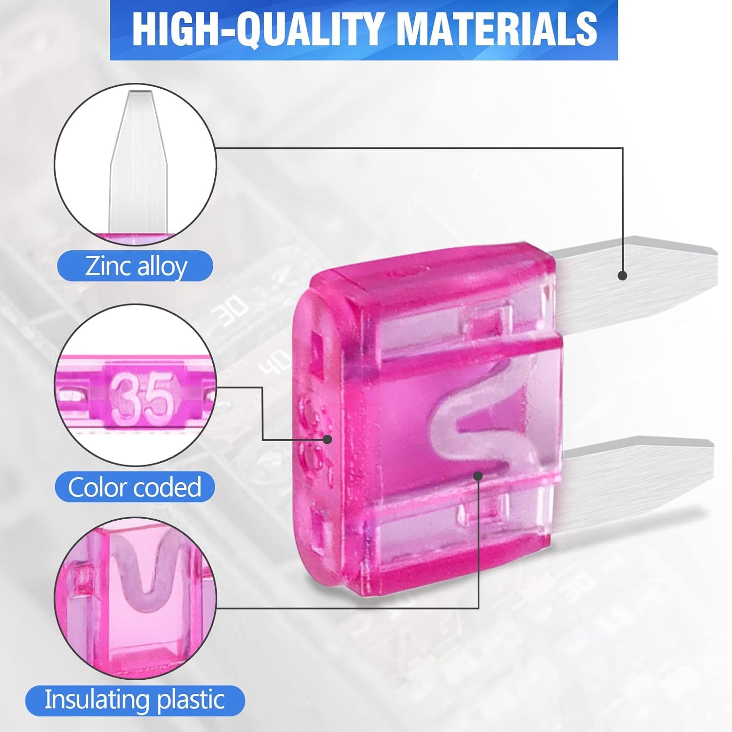 75 Pcs 35Amp Mini Fuse, 35 A Mini Car Blade Automotive Fuses for Car RV Truck SUV Motorcycle Boat